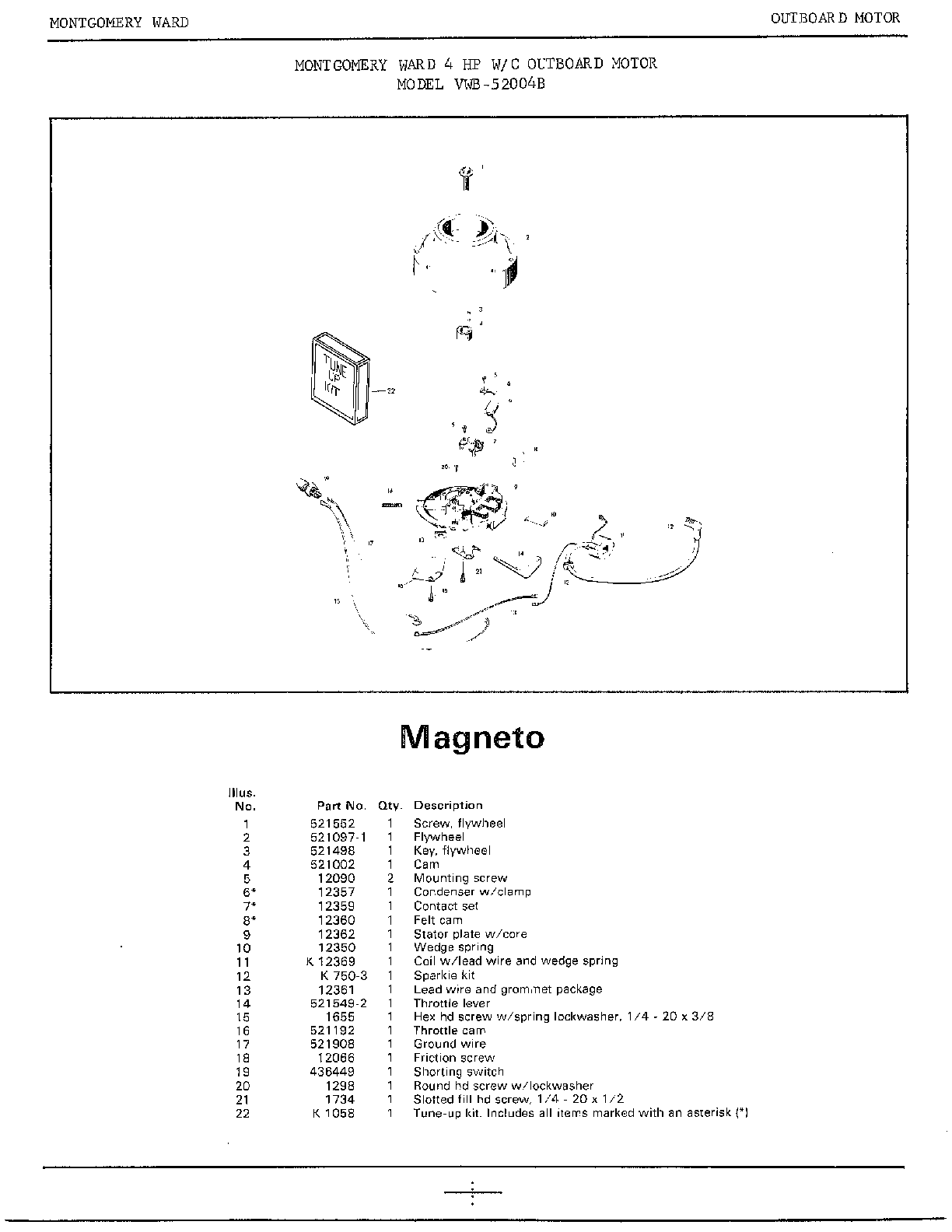 4hp outboard motor/magneto