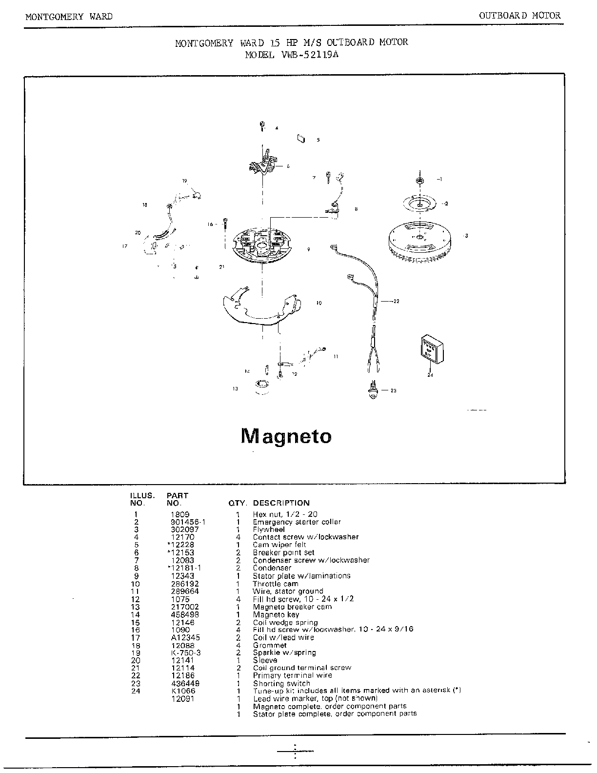 15hp m/s outboard motor/magneto