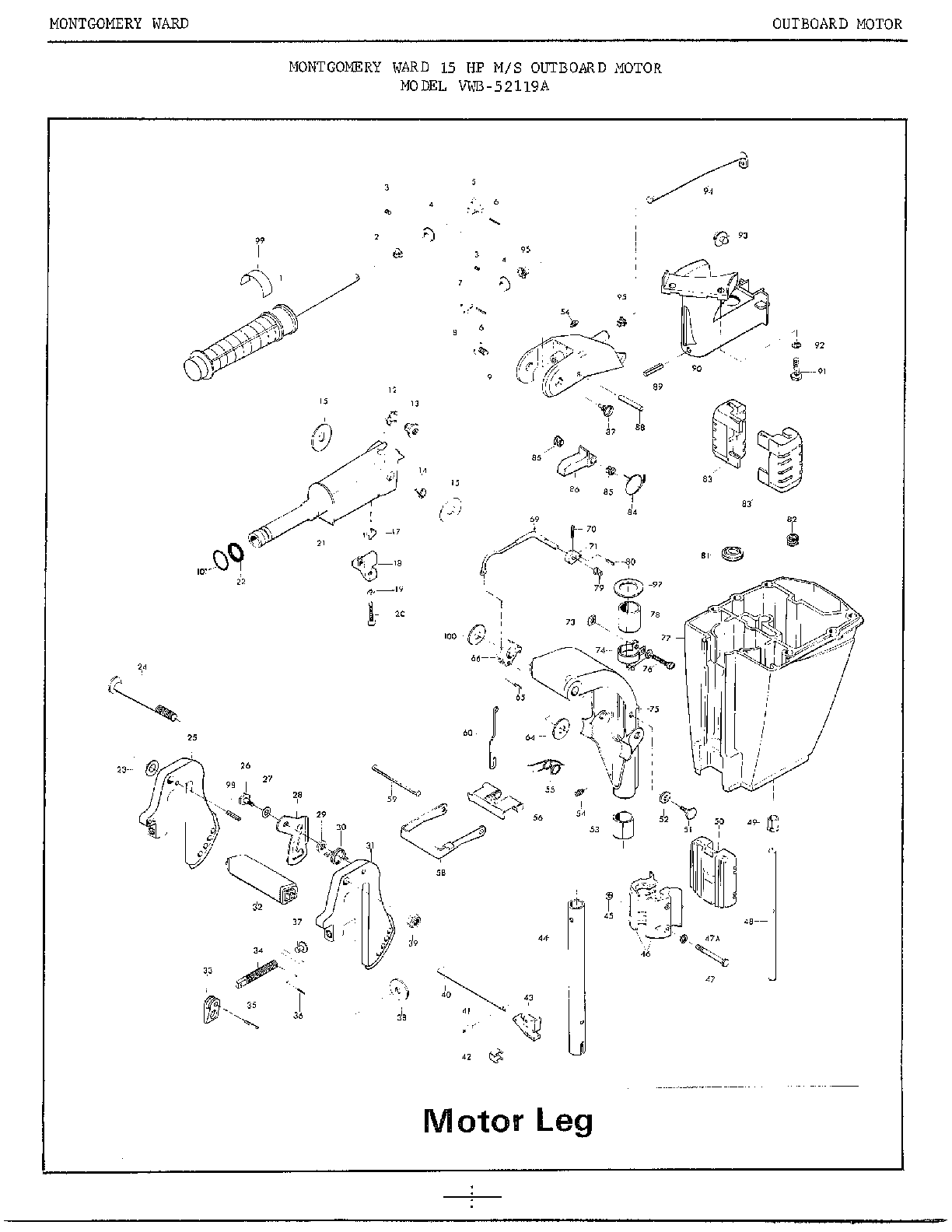 15hp m/s outboard motor/motor leg