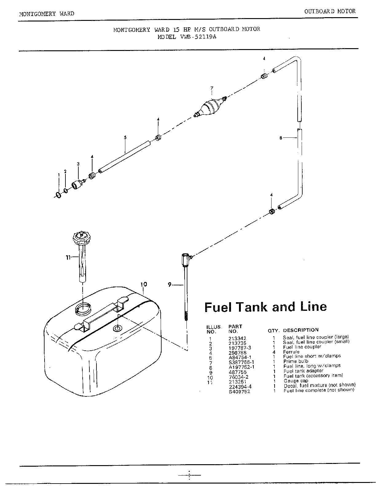 15hp outboard motor/fuel tank/line