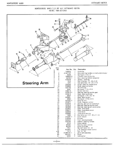 7.5hp outboard motor/steering arm