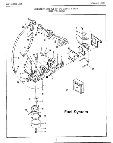 7.5hp outboard motor/fuel system
