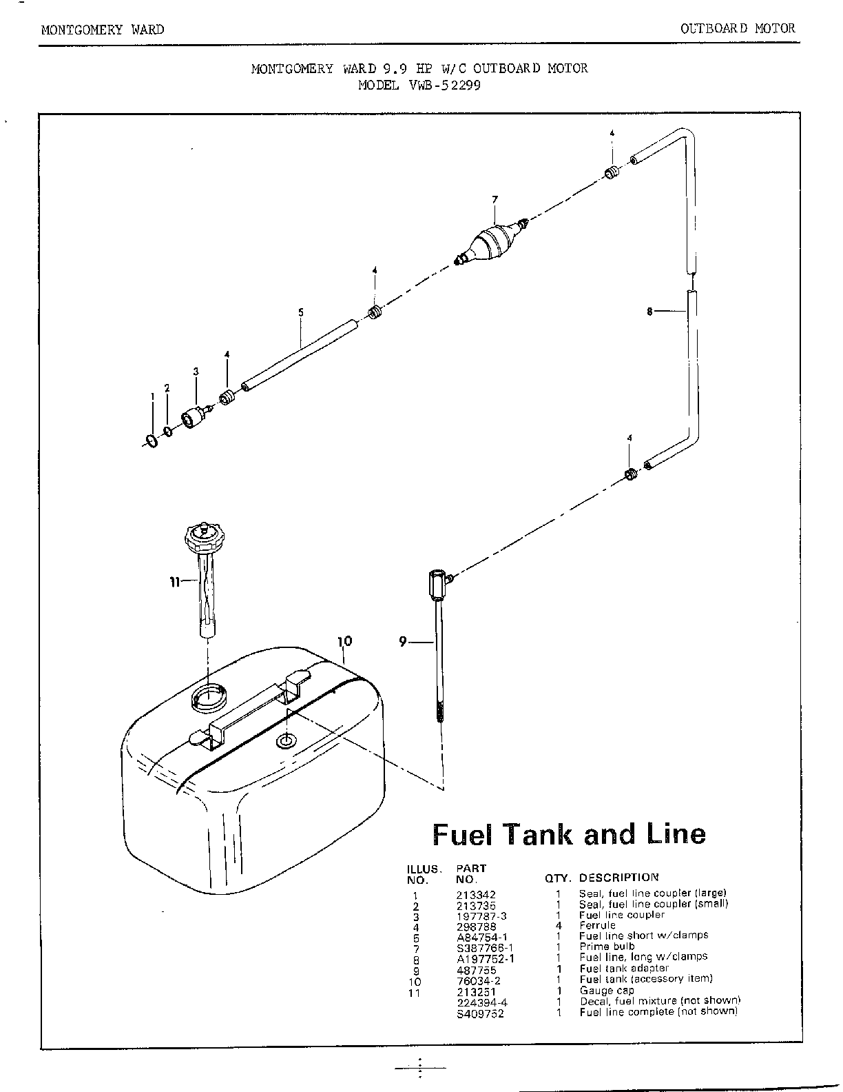 9.9hp outboard motor/fuel tank/line