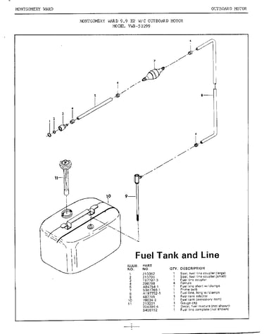 9.9hp outboard motor/fuel tank/line