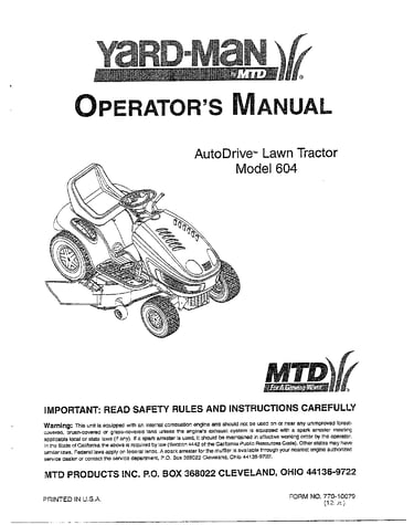 Autodrive lawn tractor front cover