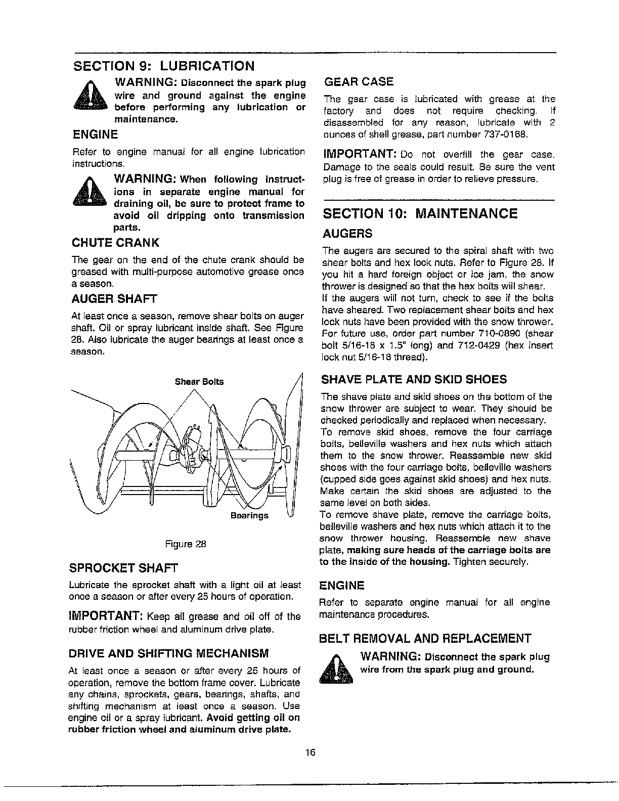 Lubrication/maintenance