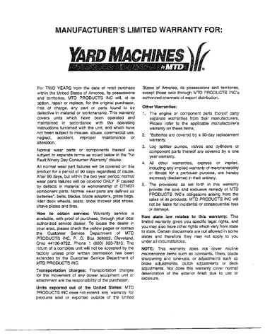 Warranty/back cover