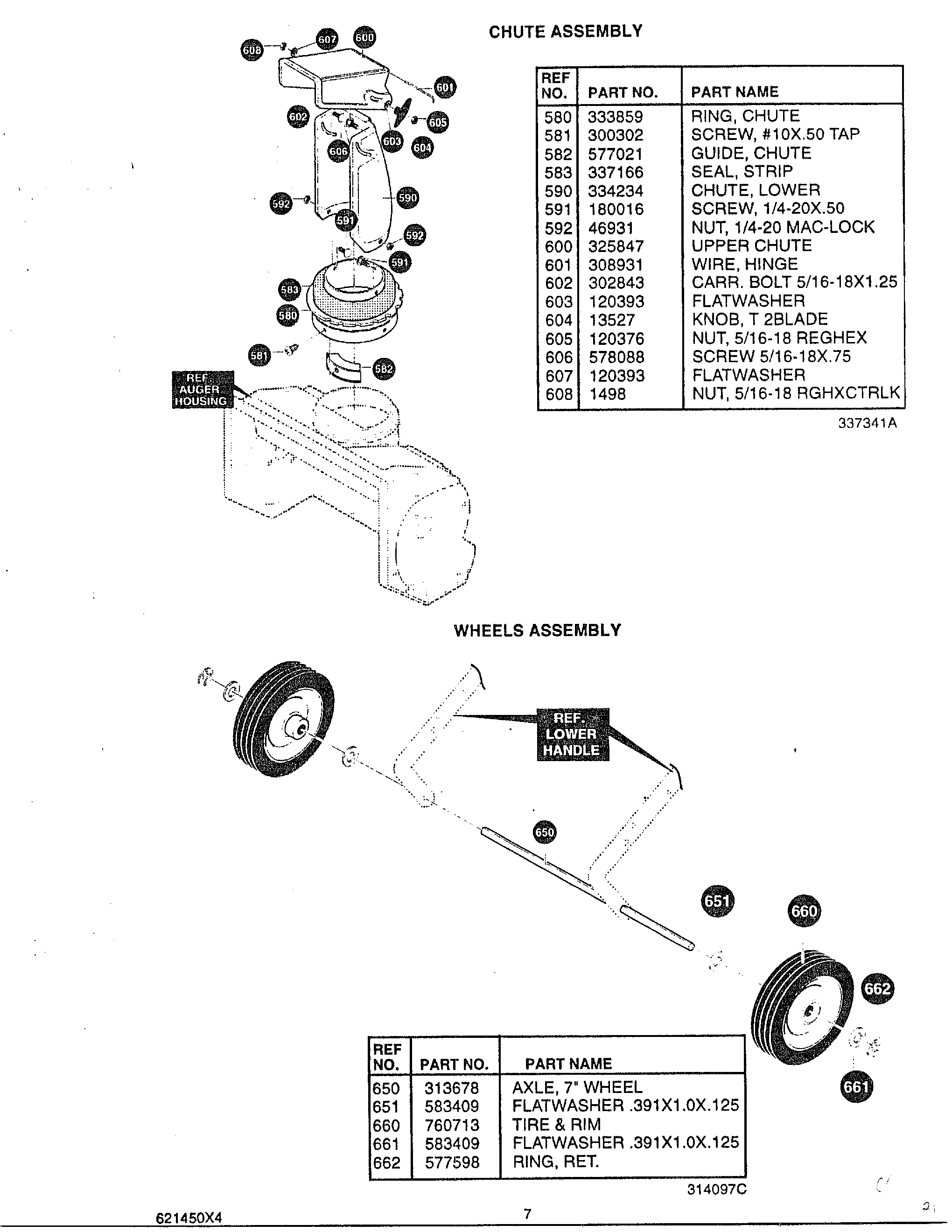 CHUTE/WHEELS ASSEMBLY