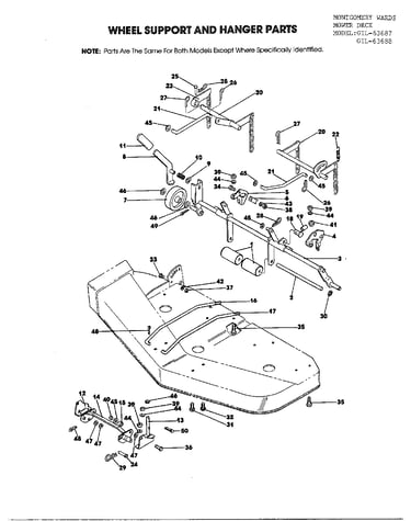 Wheel support and hanger parts
