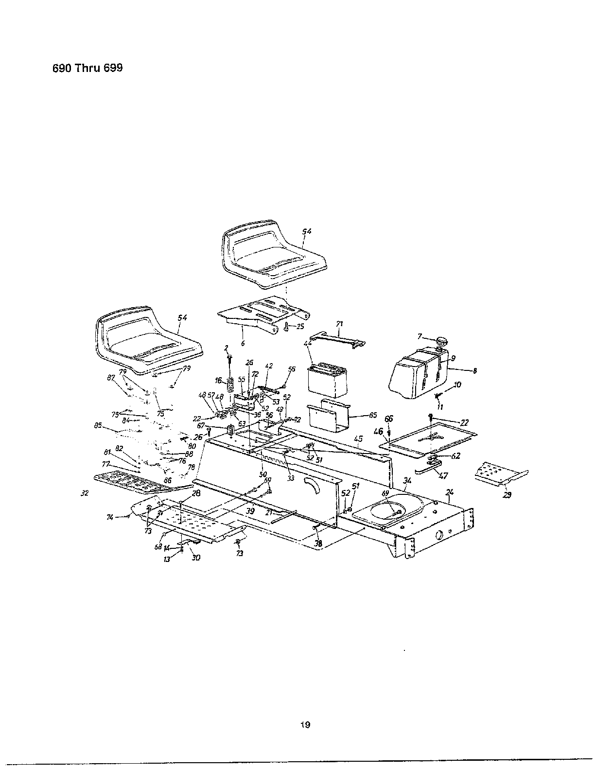 Seat/frame/brake/fuel tank/battery
