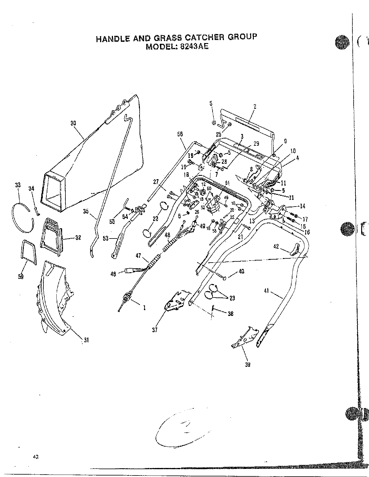 Handle/grass catcher group