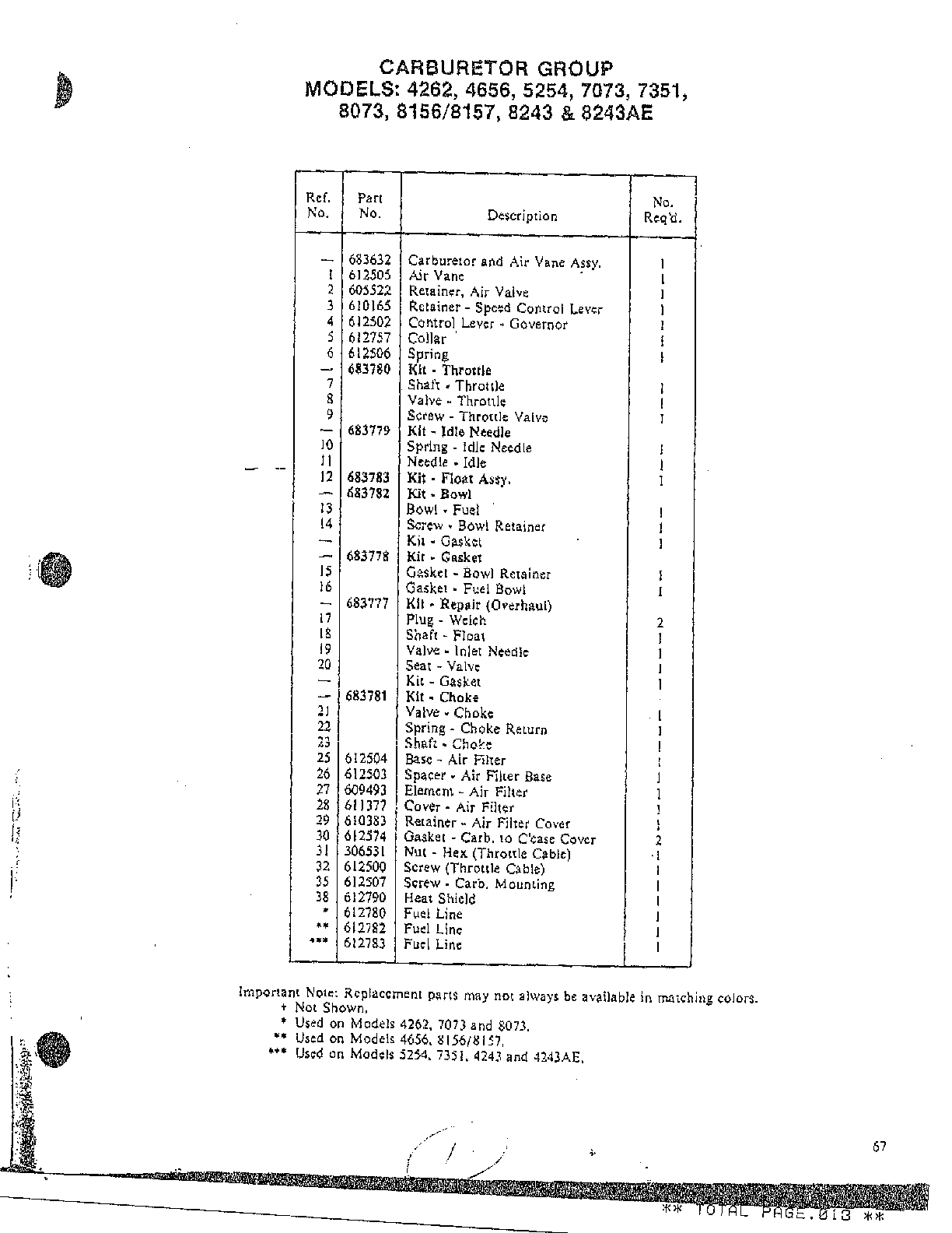 CARBERETOR GROUP/MODELS W/PRIMERS Page 2