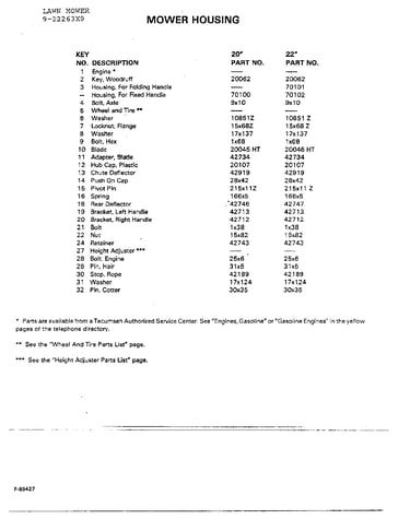 20"/22" mower housing page 2