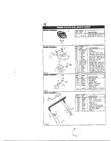 Engine/frame/blade/cable assembly