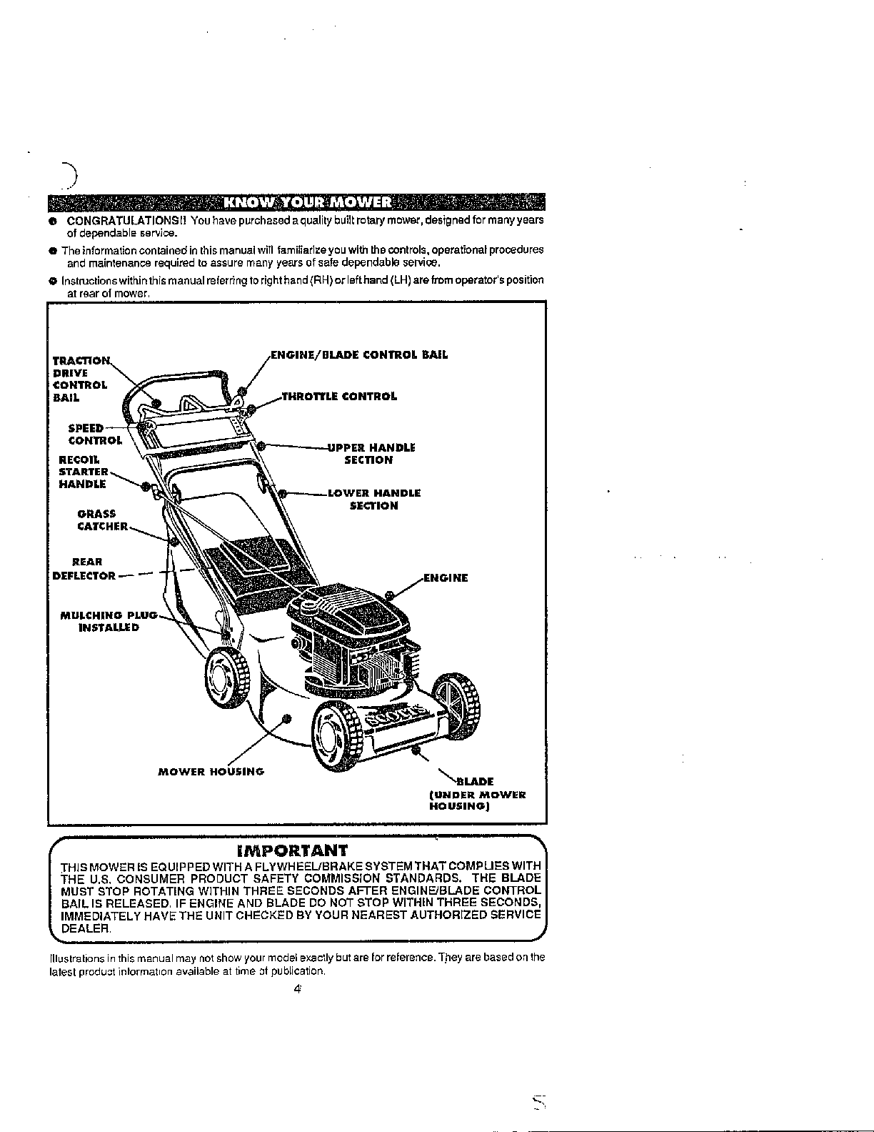 KNOW YOUR MOWER/IMPORTANT