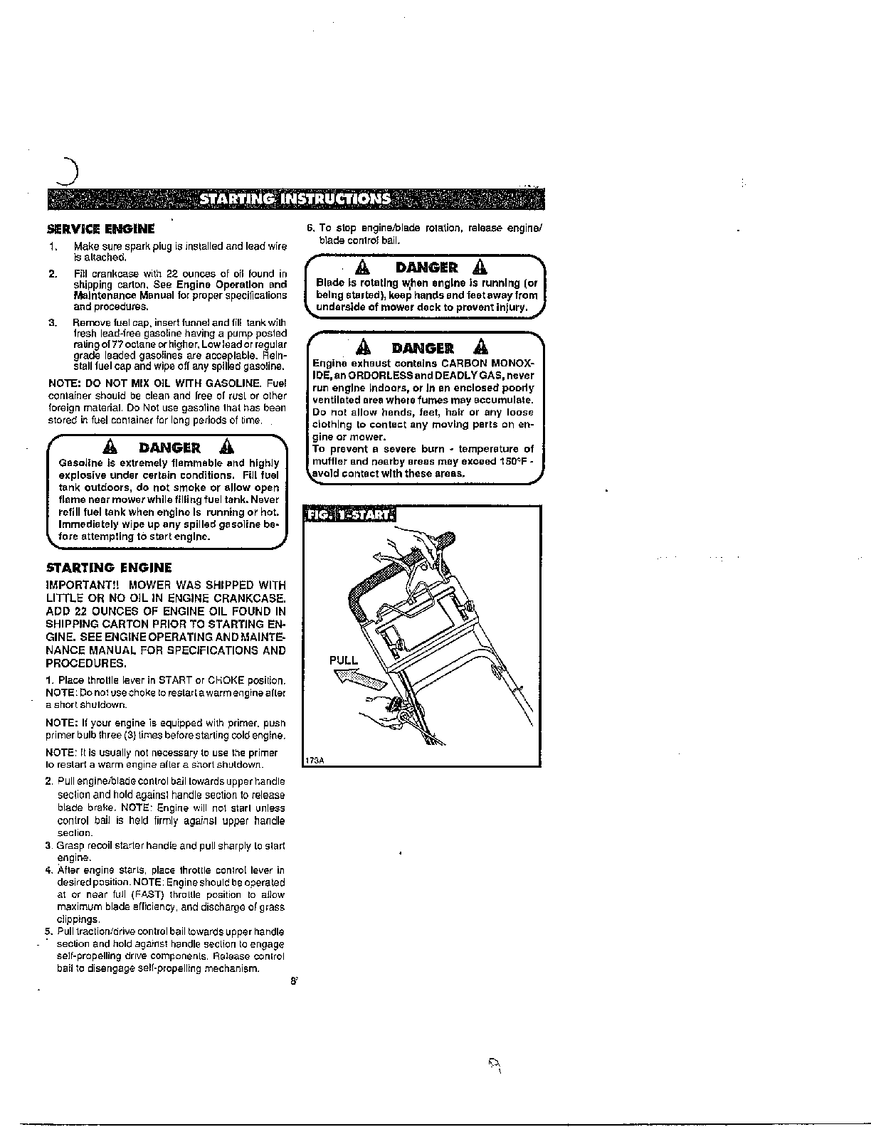 Starting instructions
