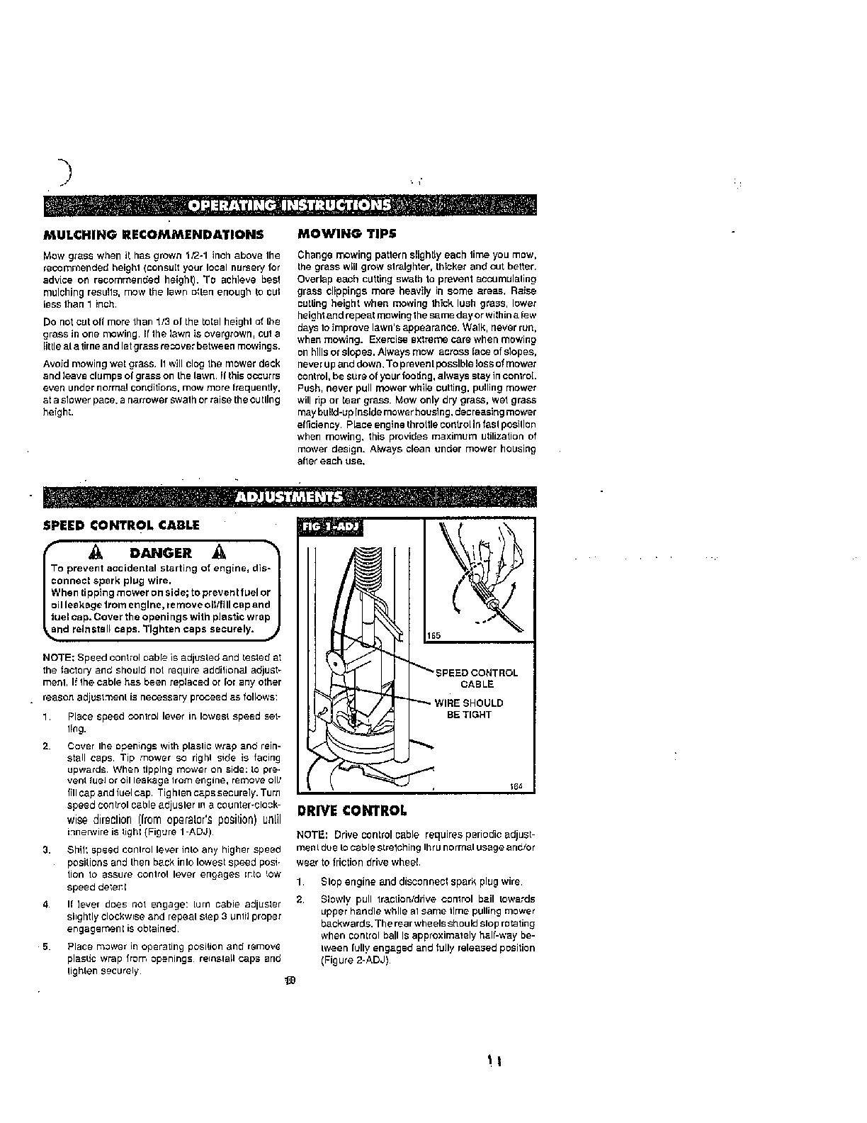 Operating instructions/adjustments