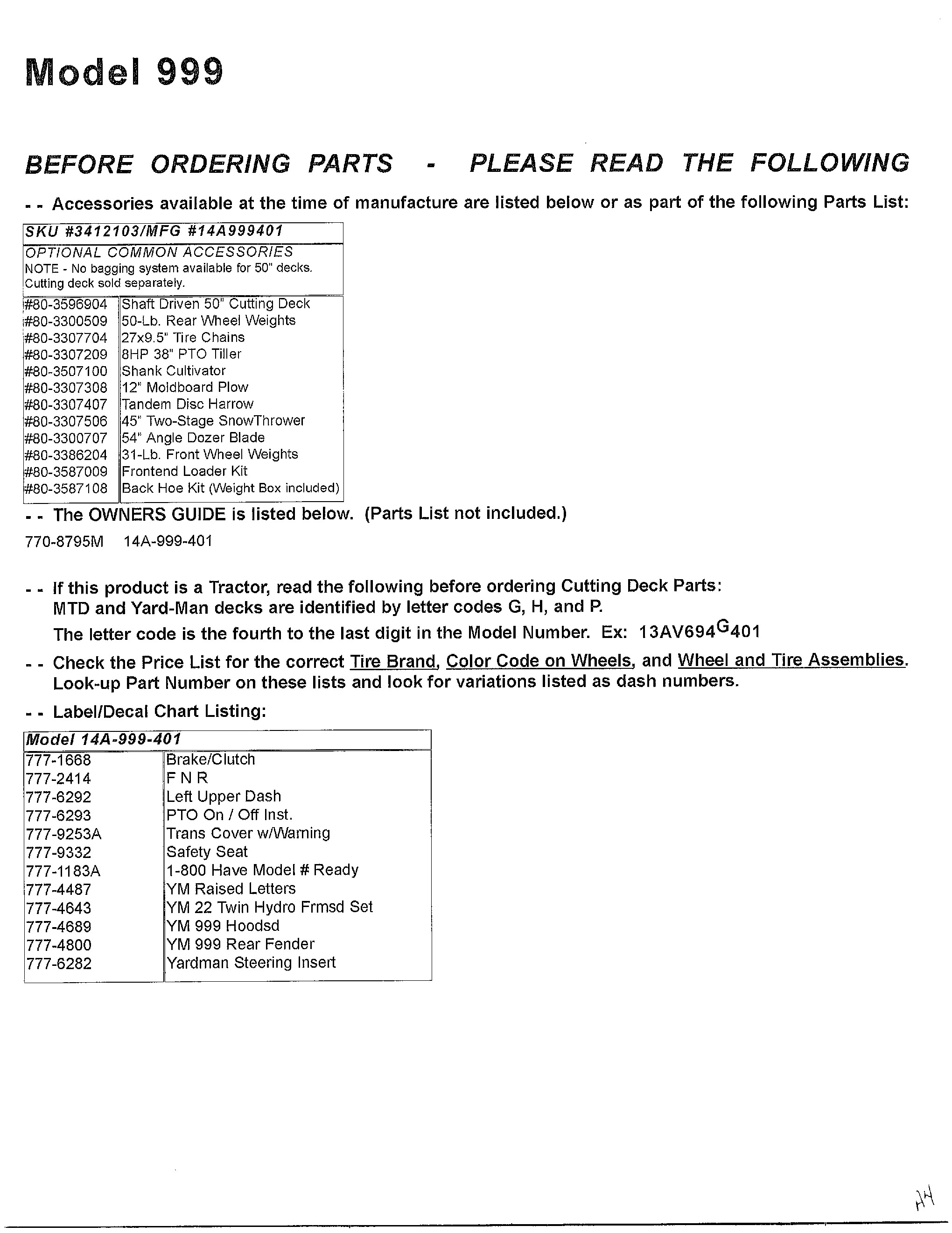 Lawn tractor/wiring