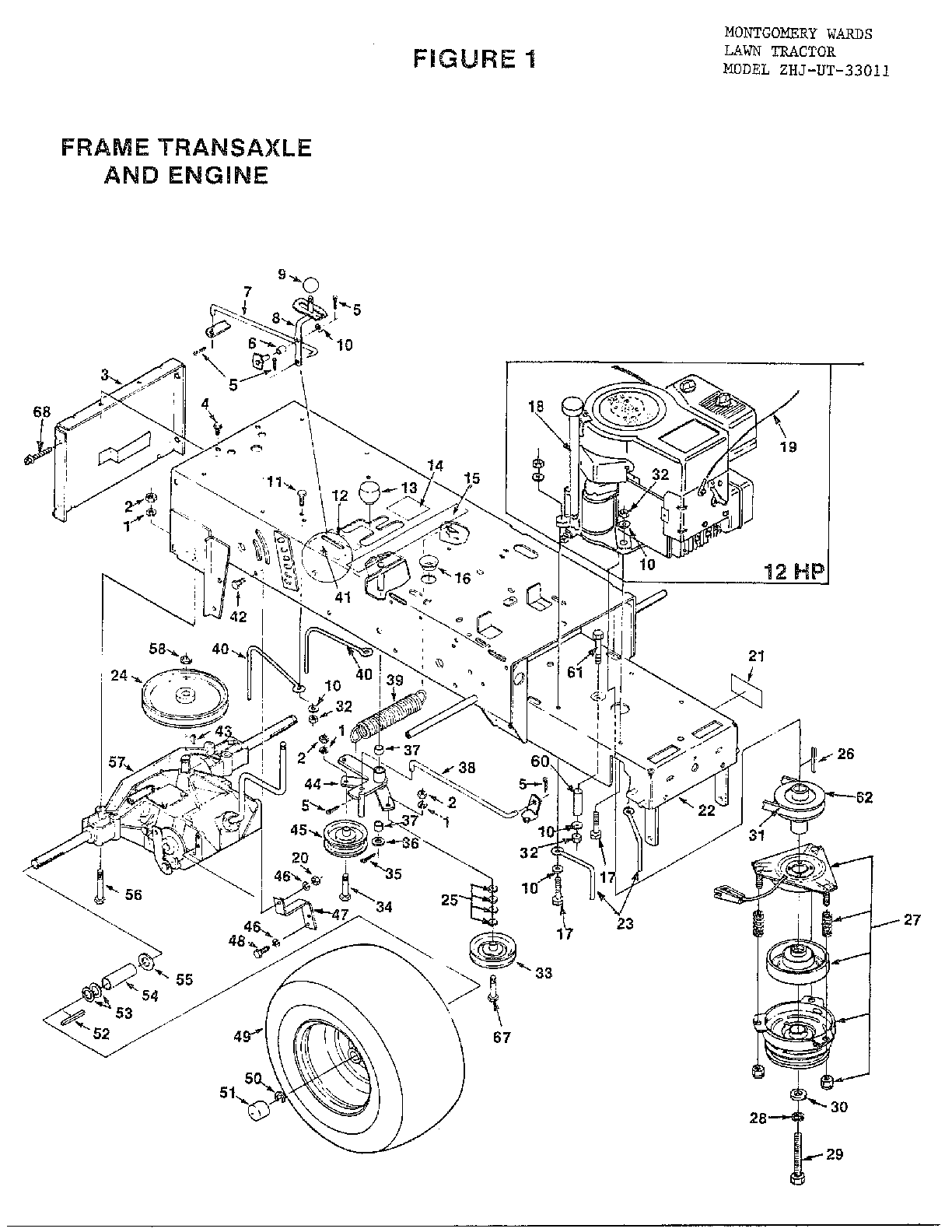 Frame transaxle and engine/fig. 1