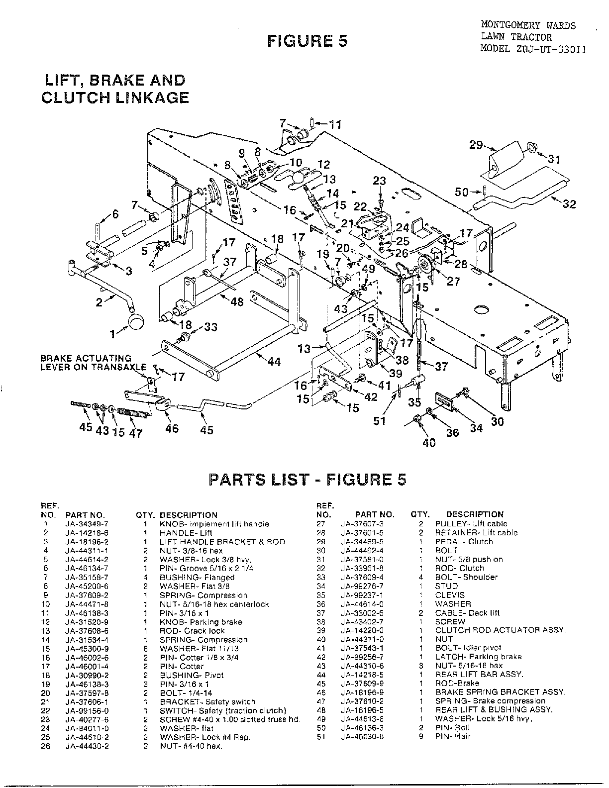 Lift, brake, clutch linkage/fig. 5