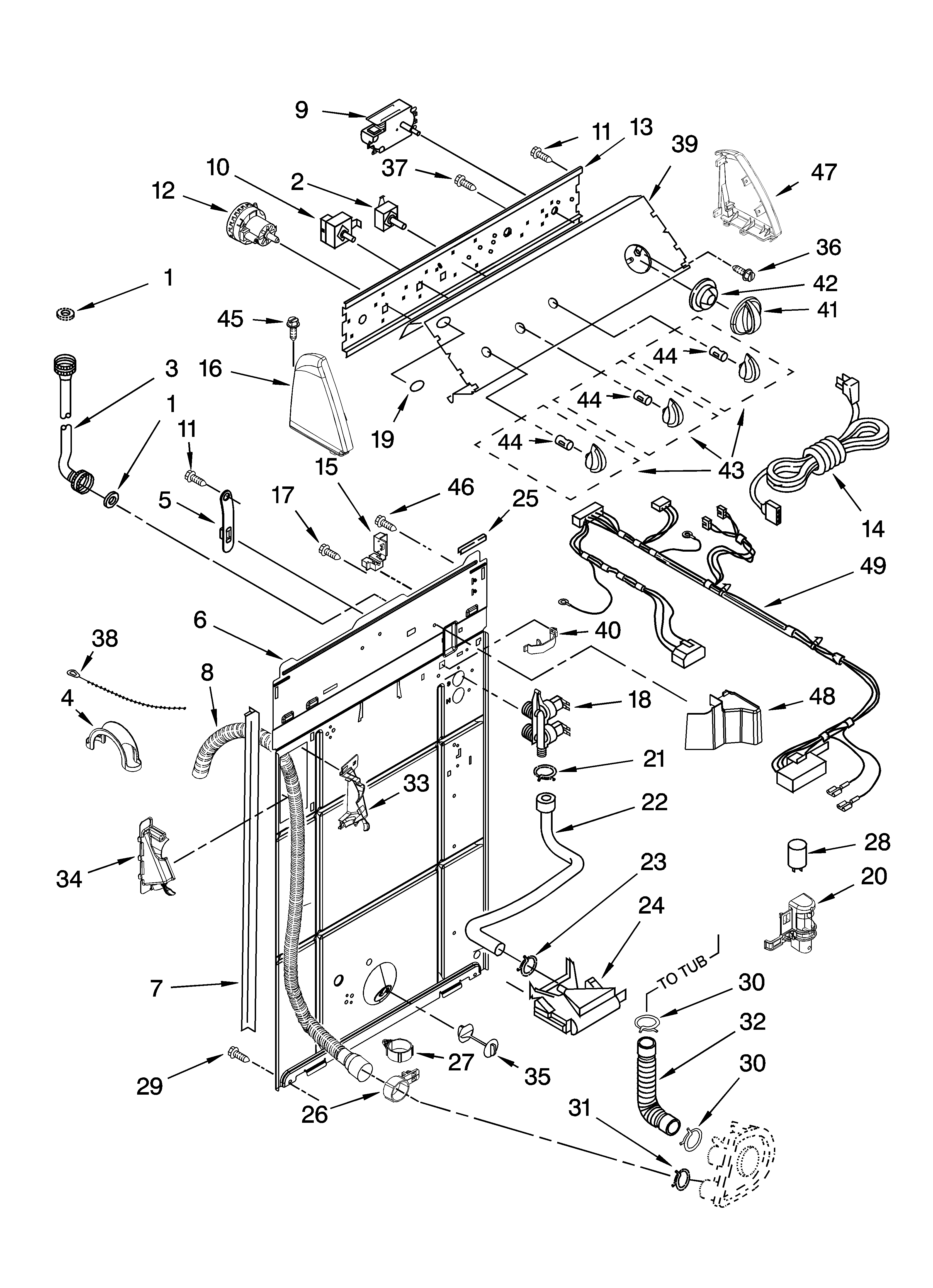 Controls and rear panel parts