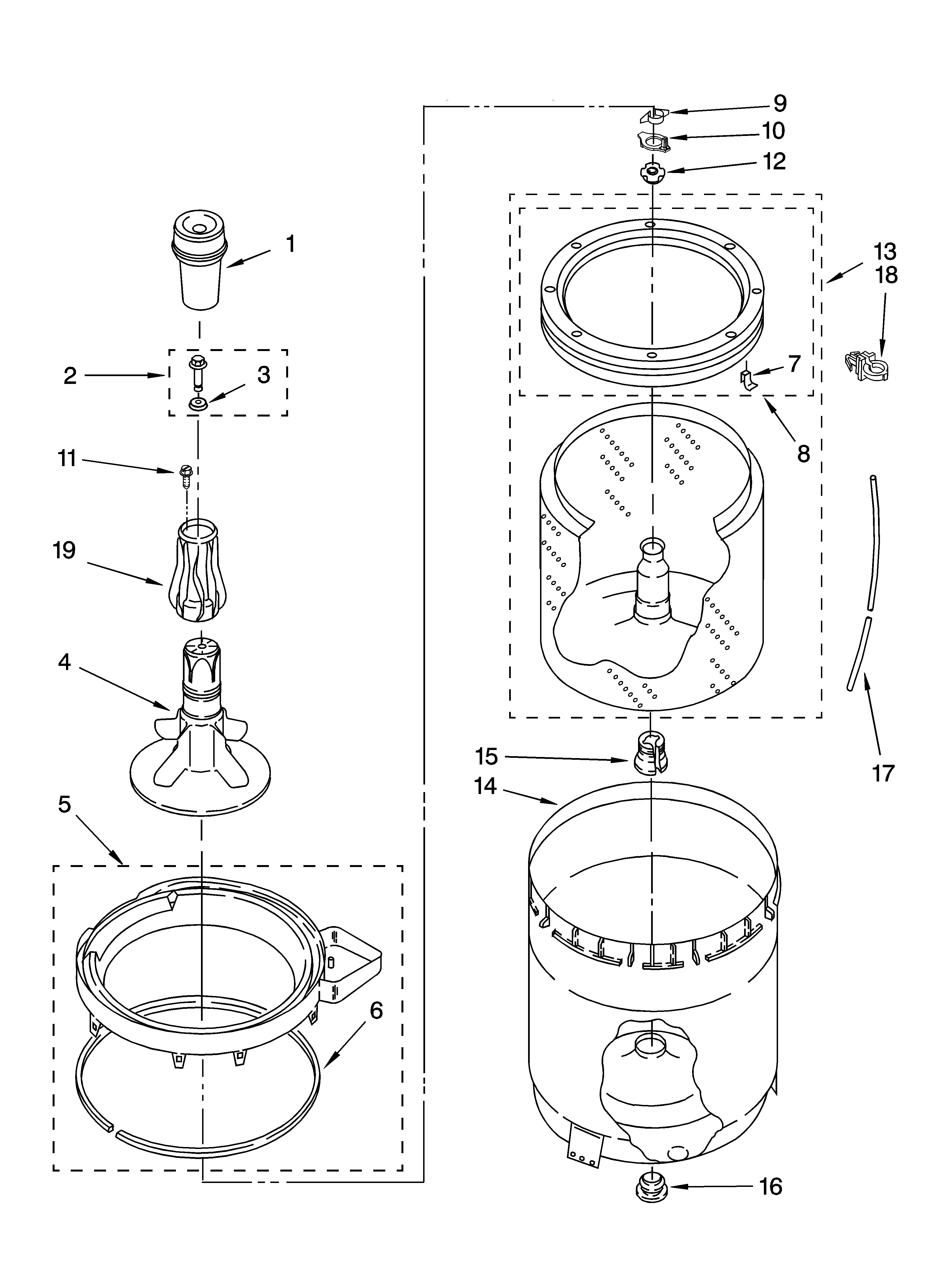 Agitator, basket and tub parts