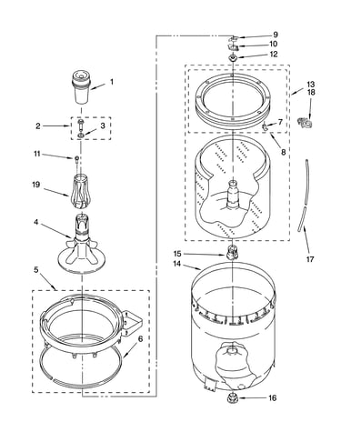 Agitator, basket and tub parts