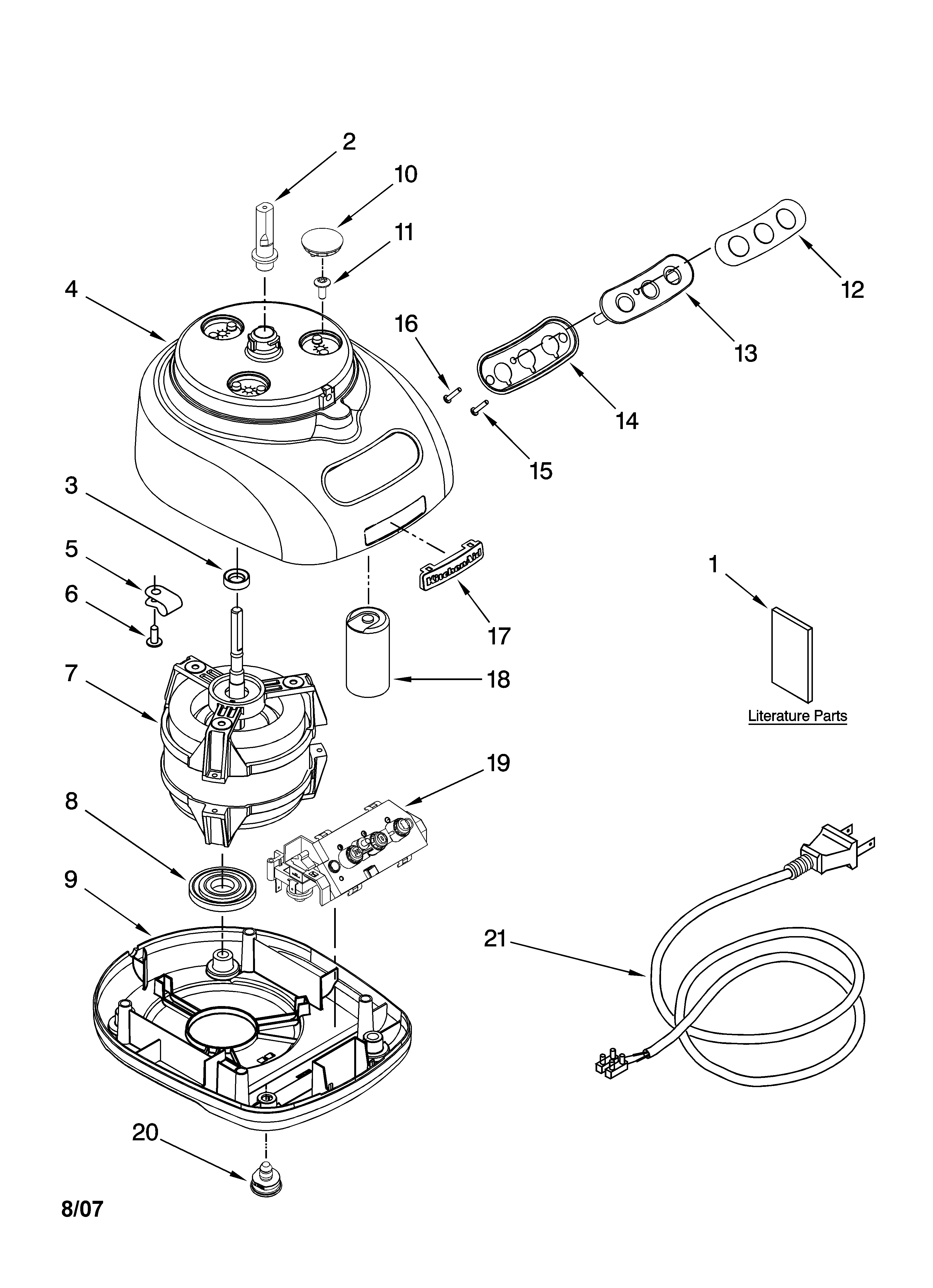 Motor and housing parts