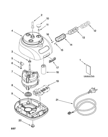 Motor and housing parts
