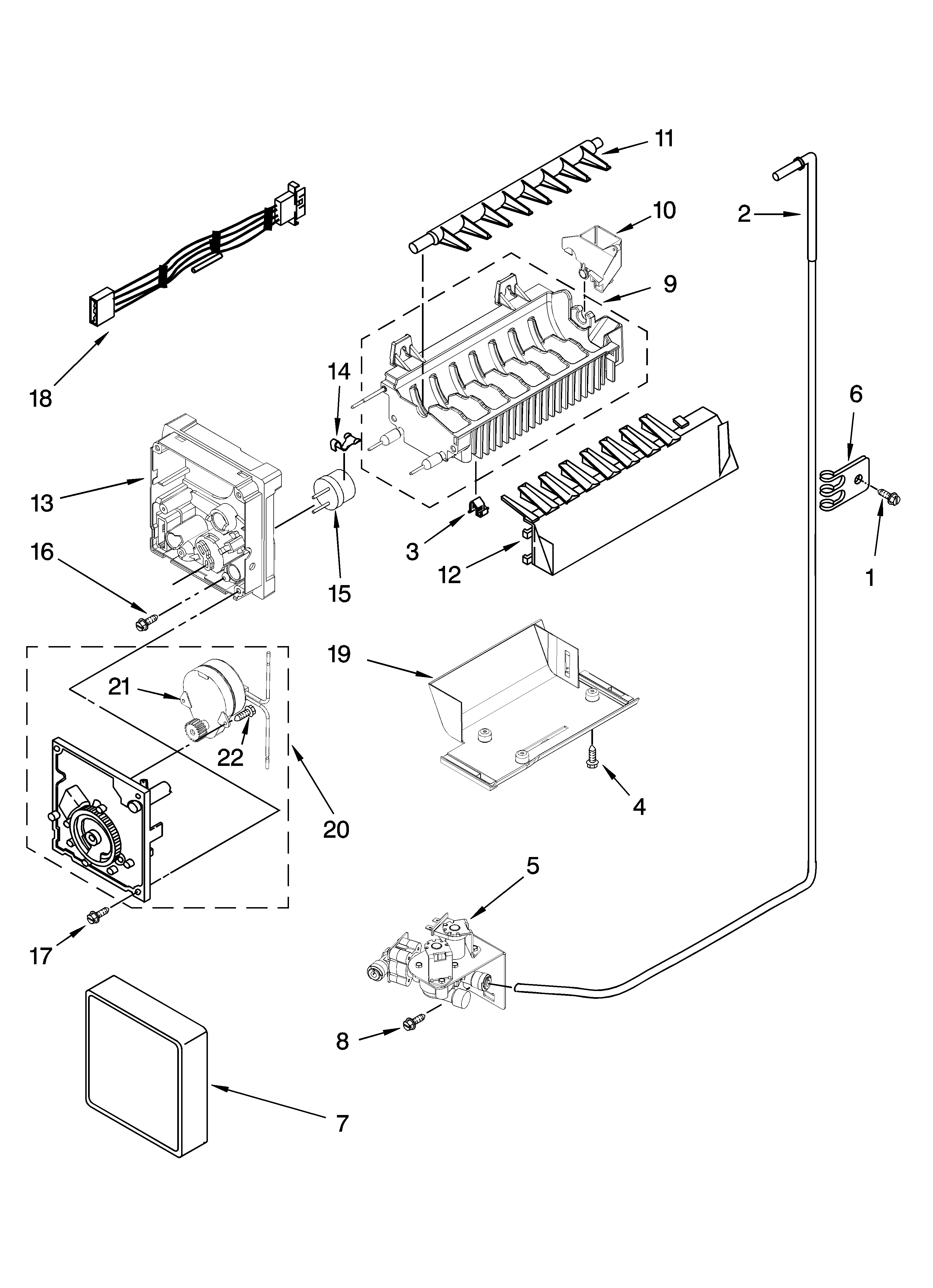 Icemaker parts, optional parts (not included)