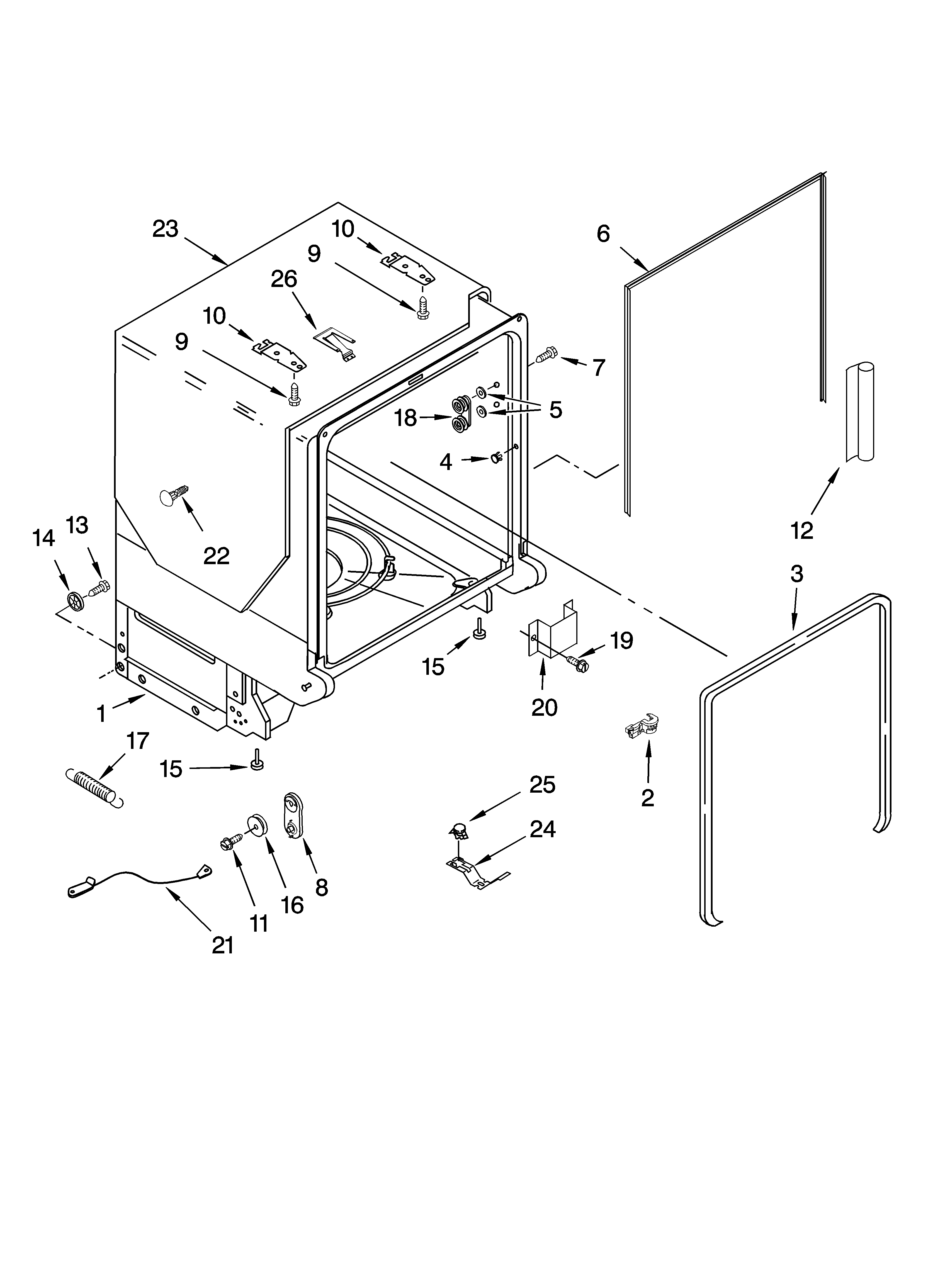 TUB AND FRAME PARTS