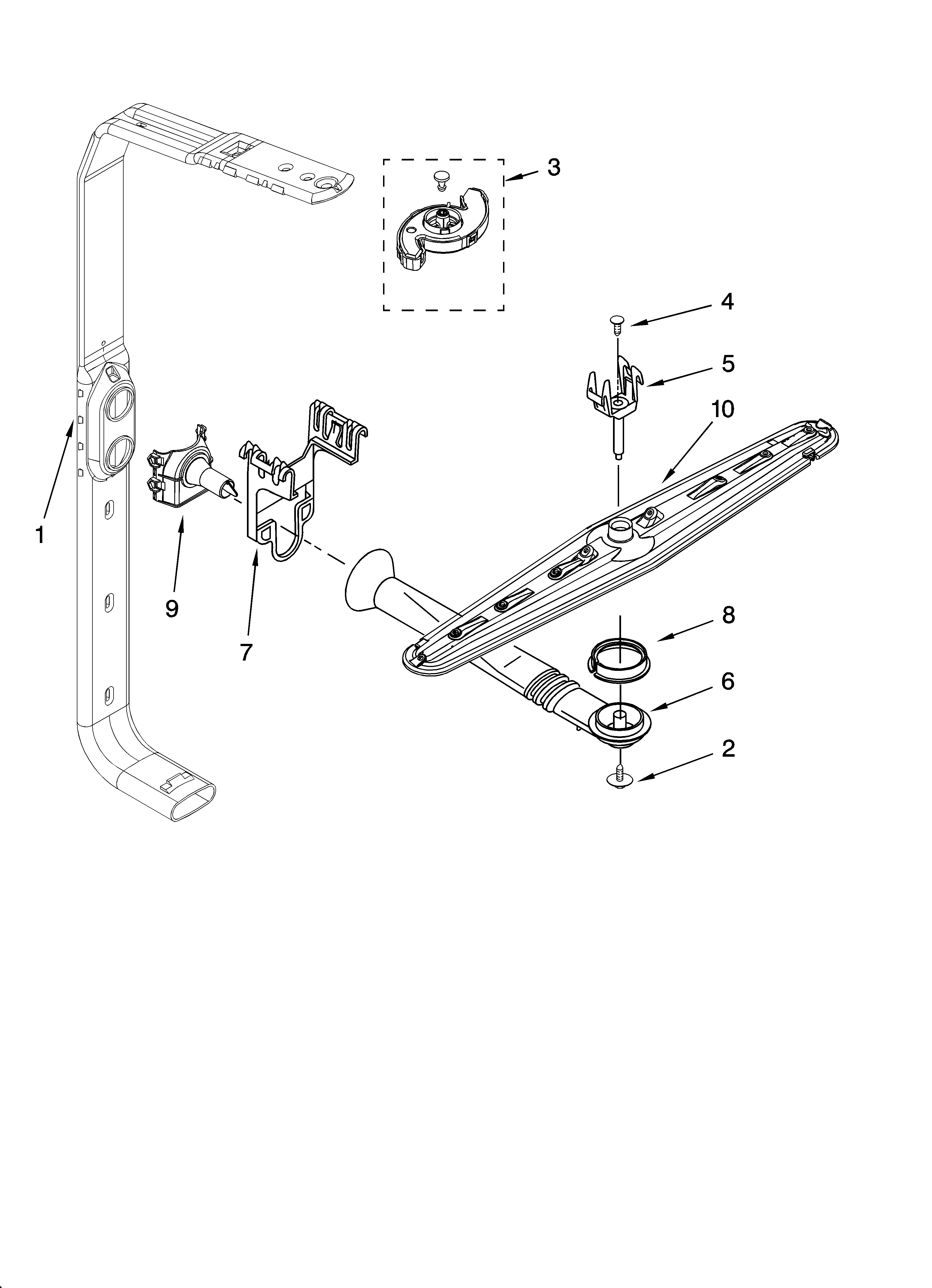 Upper wash and rinse parts