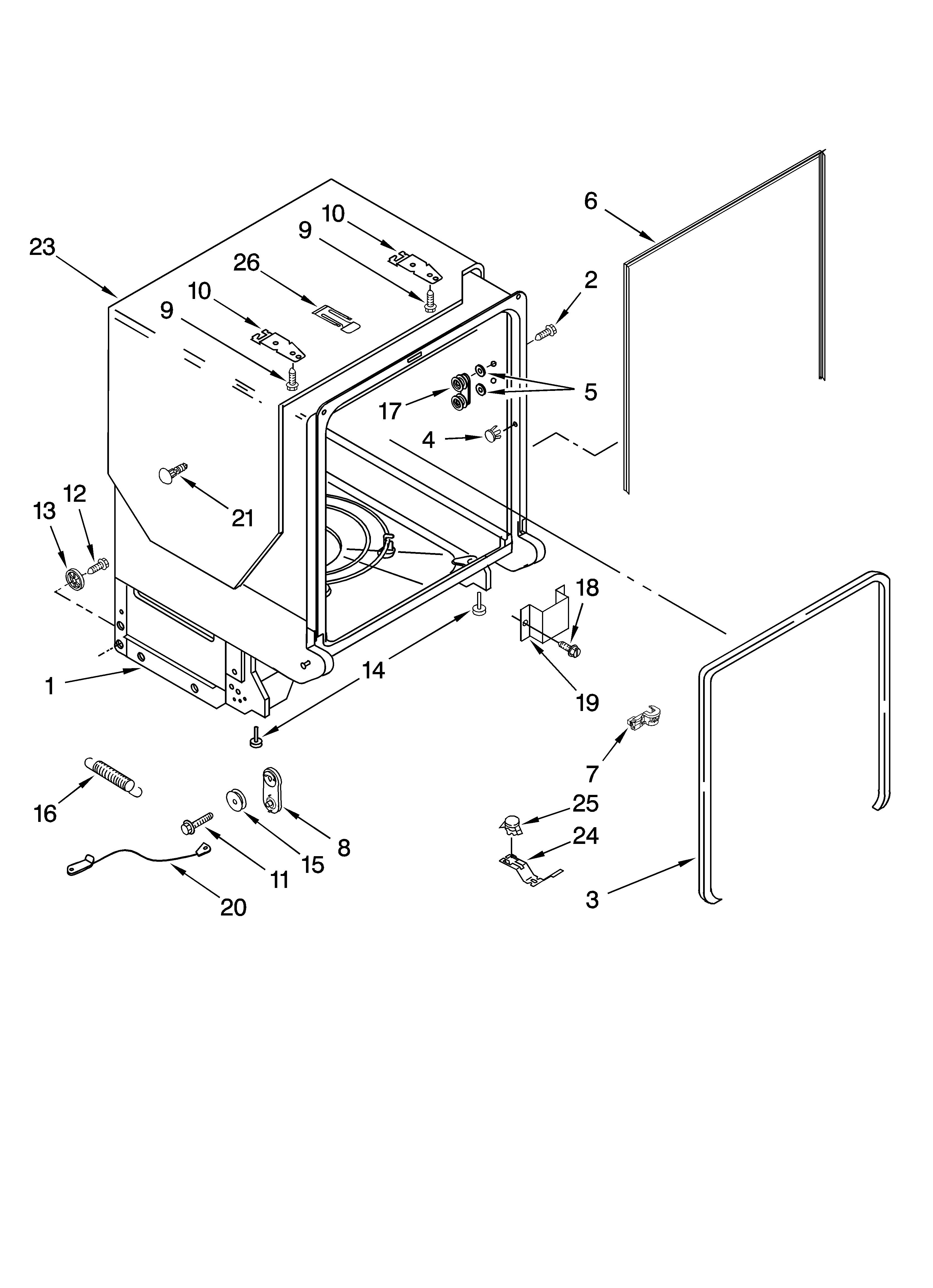 TUB AND FRAME PARTS