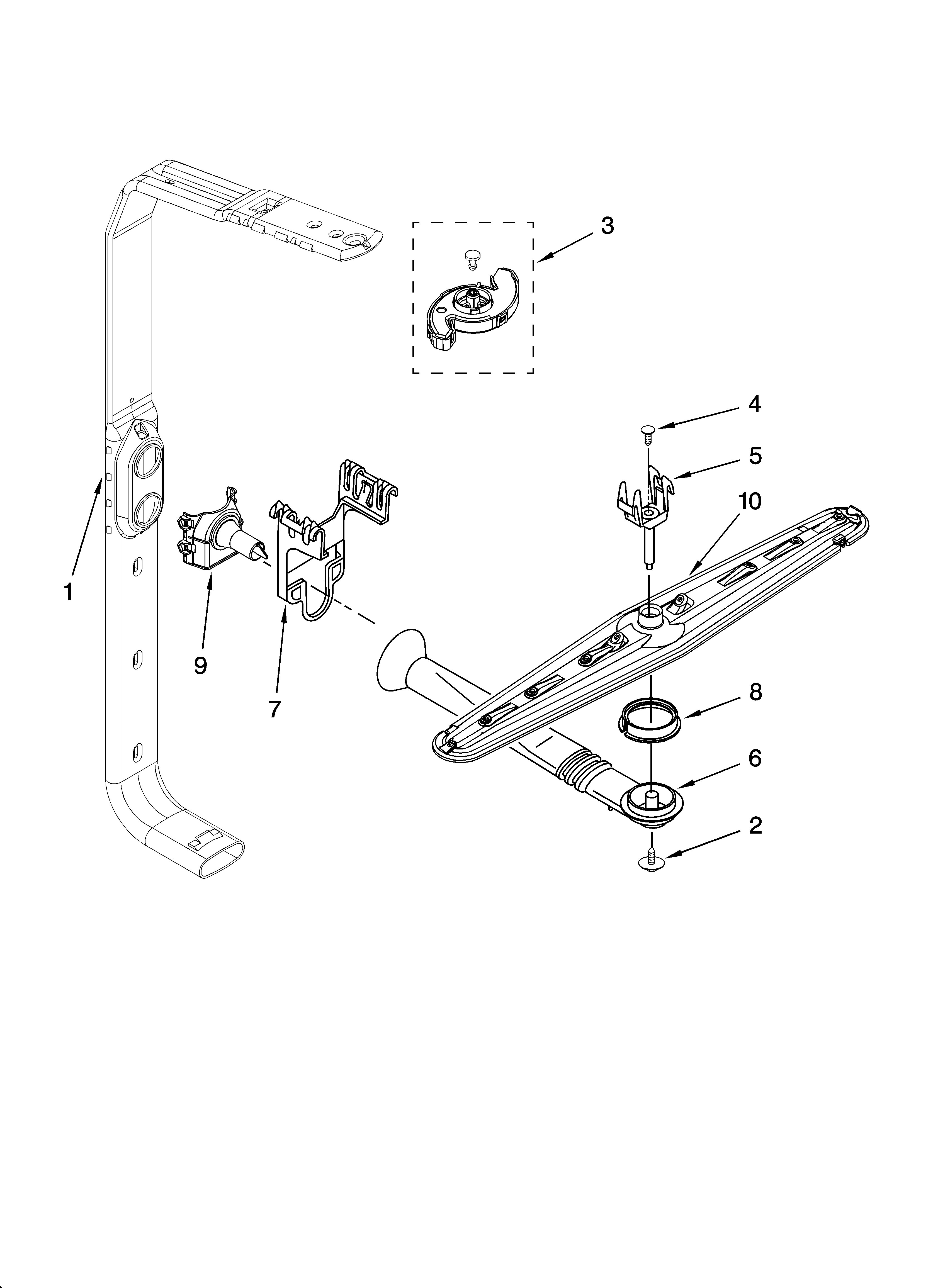 Upper wash and rinse parts