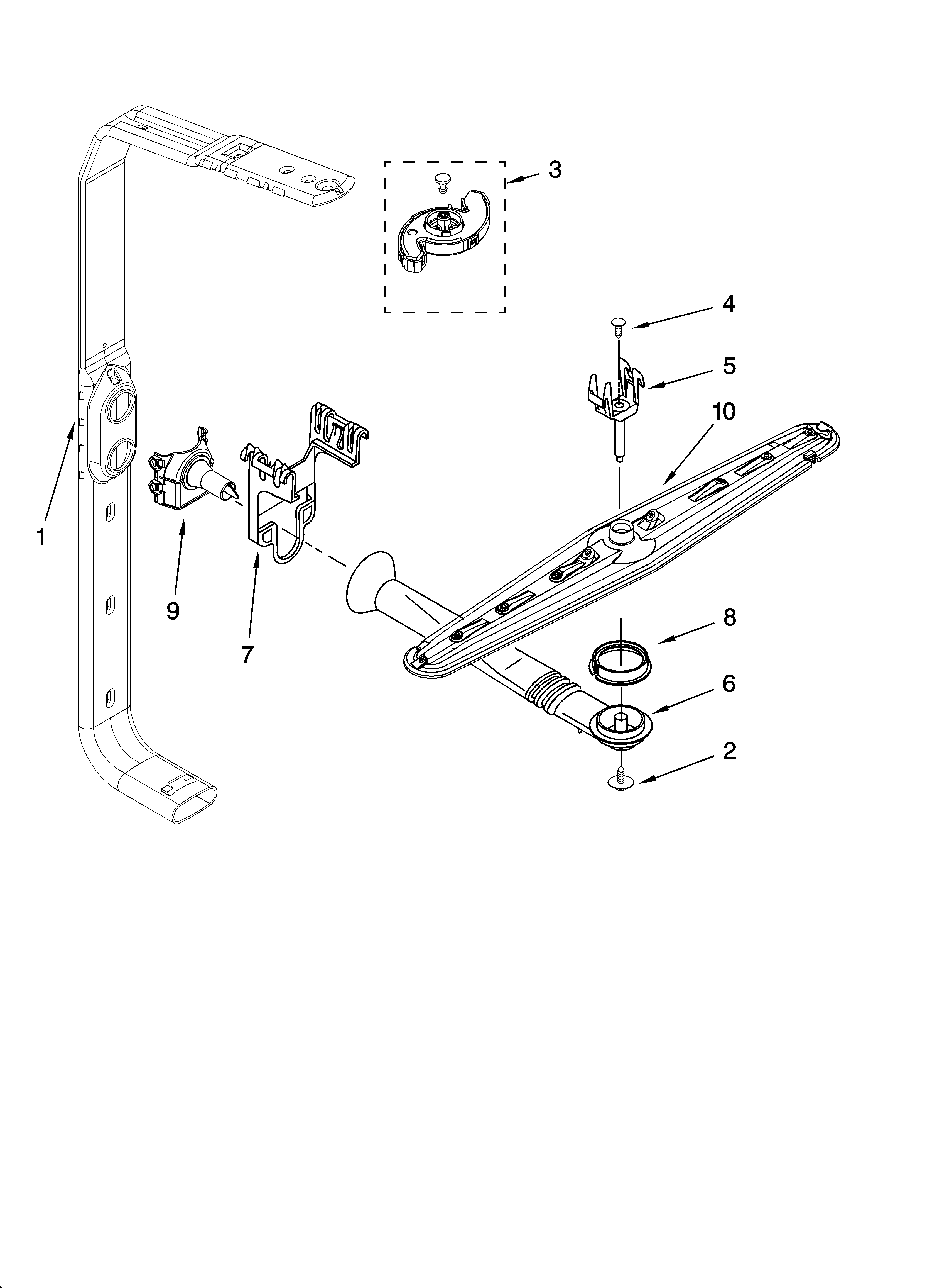 Upper wash and rinse parts