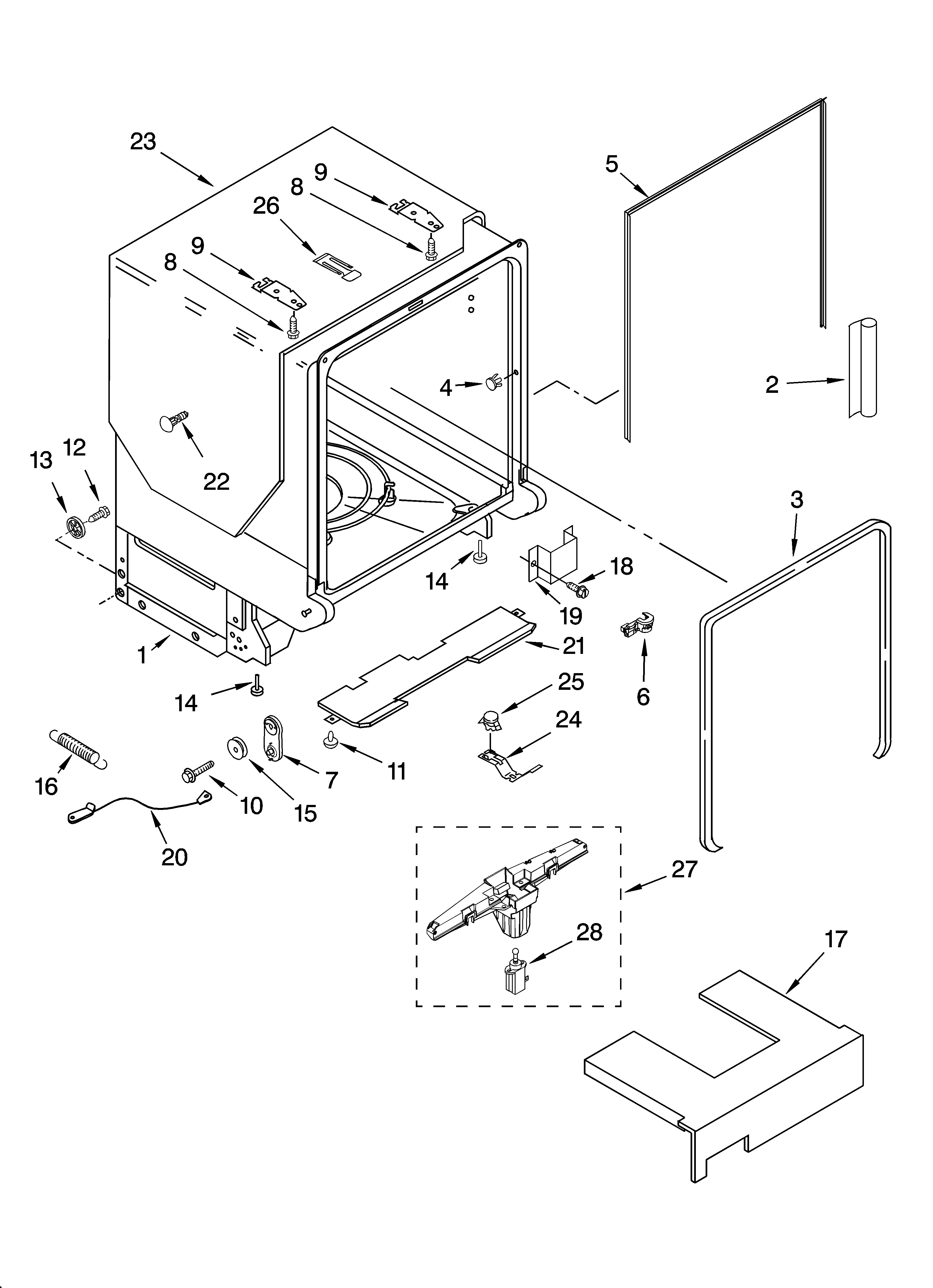 TUB AND FRAME PARTS