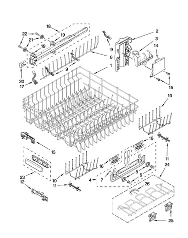 Upper rack and track parts