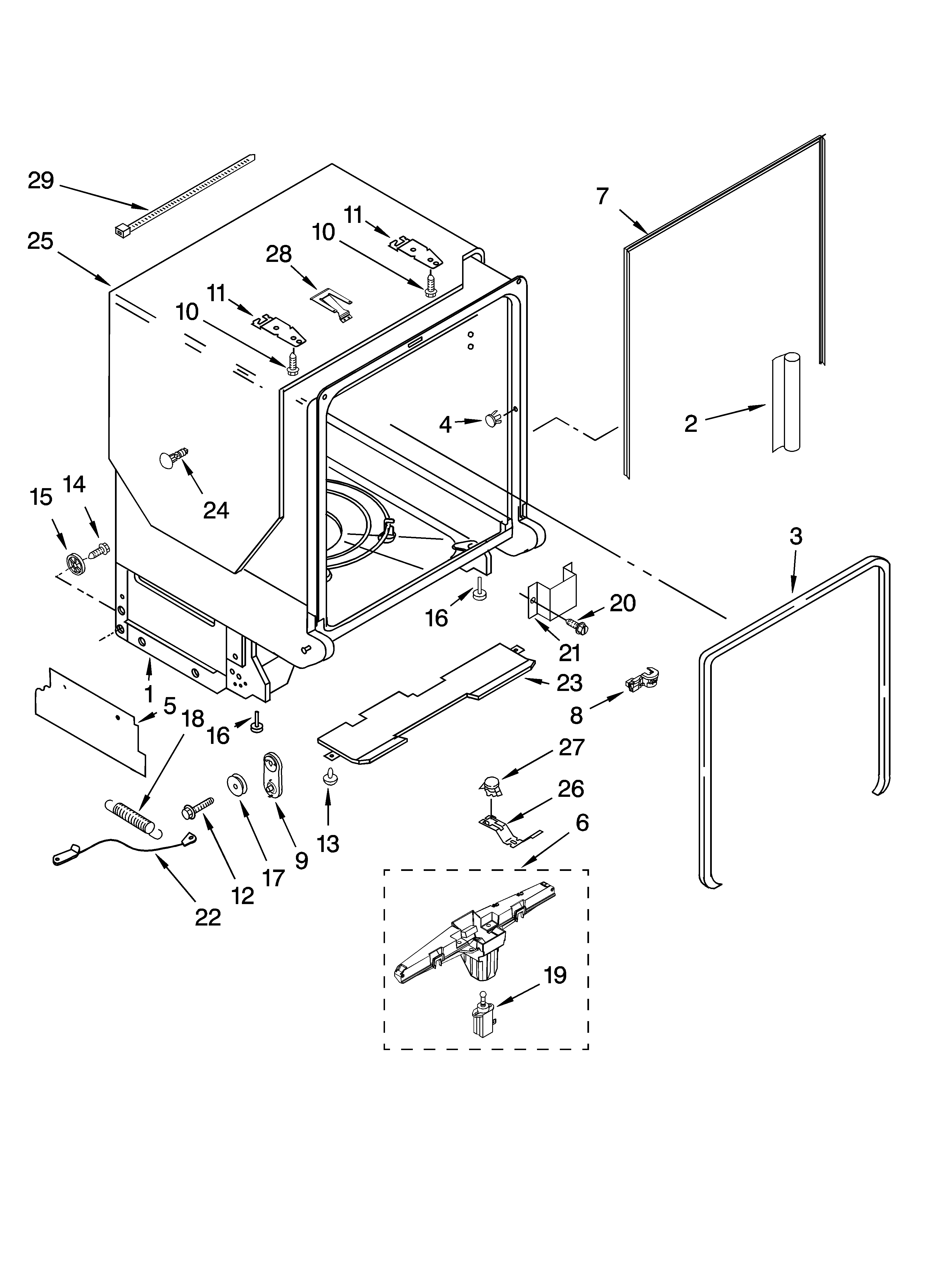 TUB AND FRAME PARTS