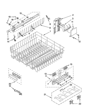 Upper rack and track parts