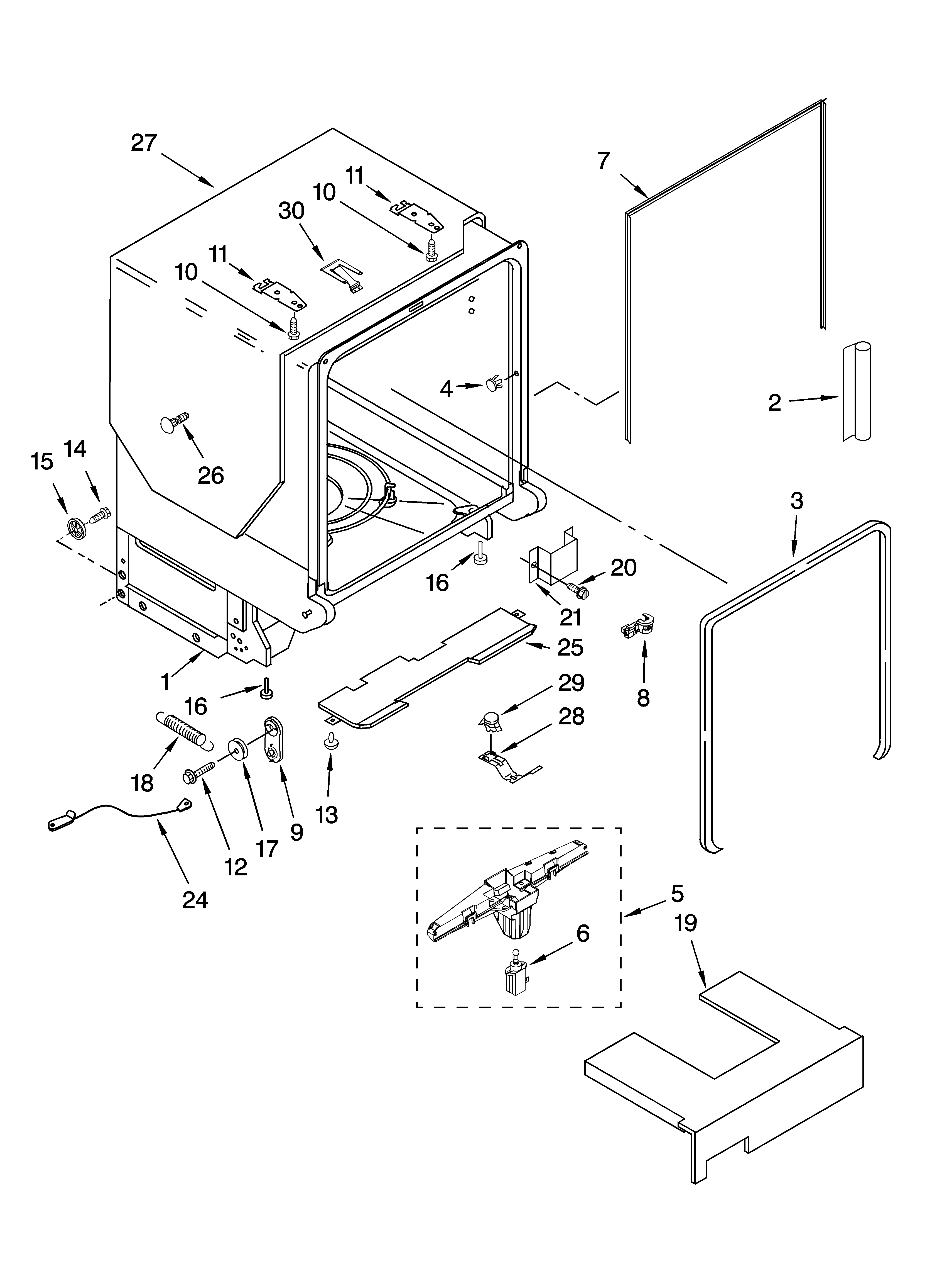 TUB AND FRAME PARTS