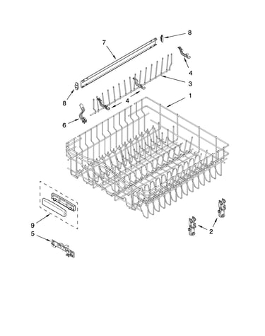 Upper rack and track parts