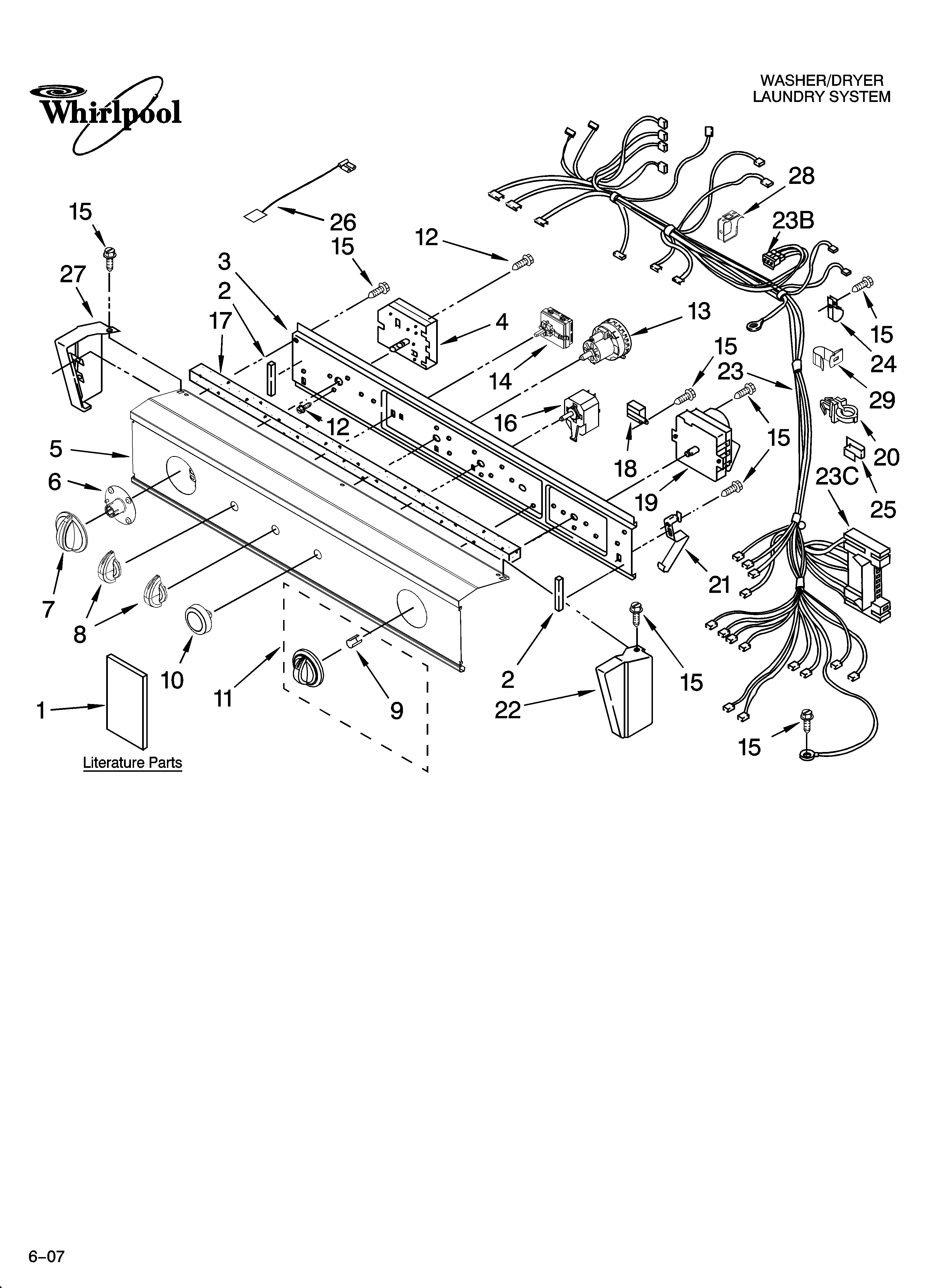Washer/dryer control panel parts