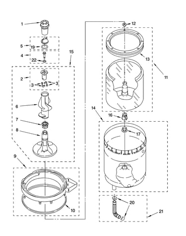 Agitator, basket and tub parts