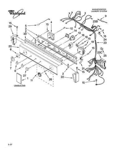 Washer/dryer control panel parts