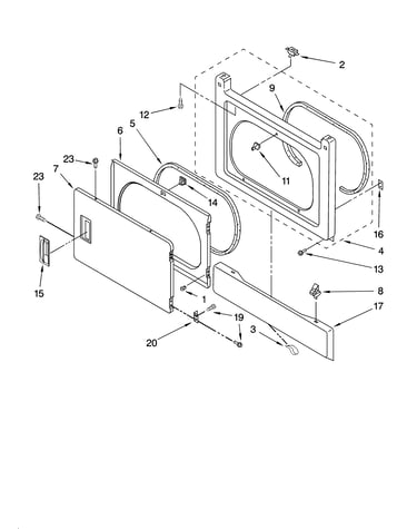 Dryer front panel and door parts