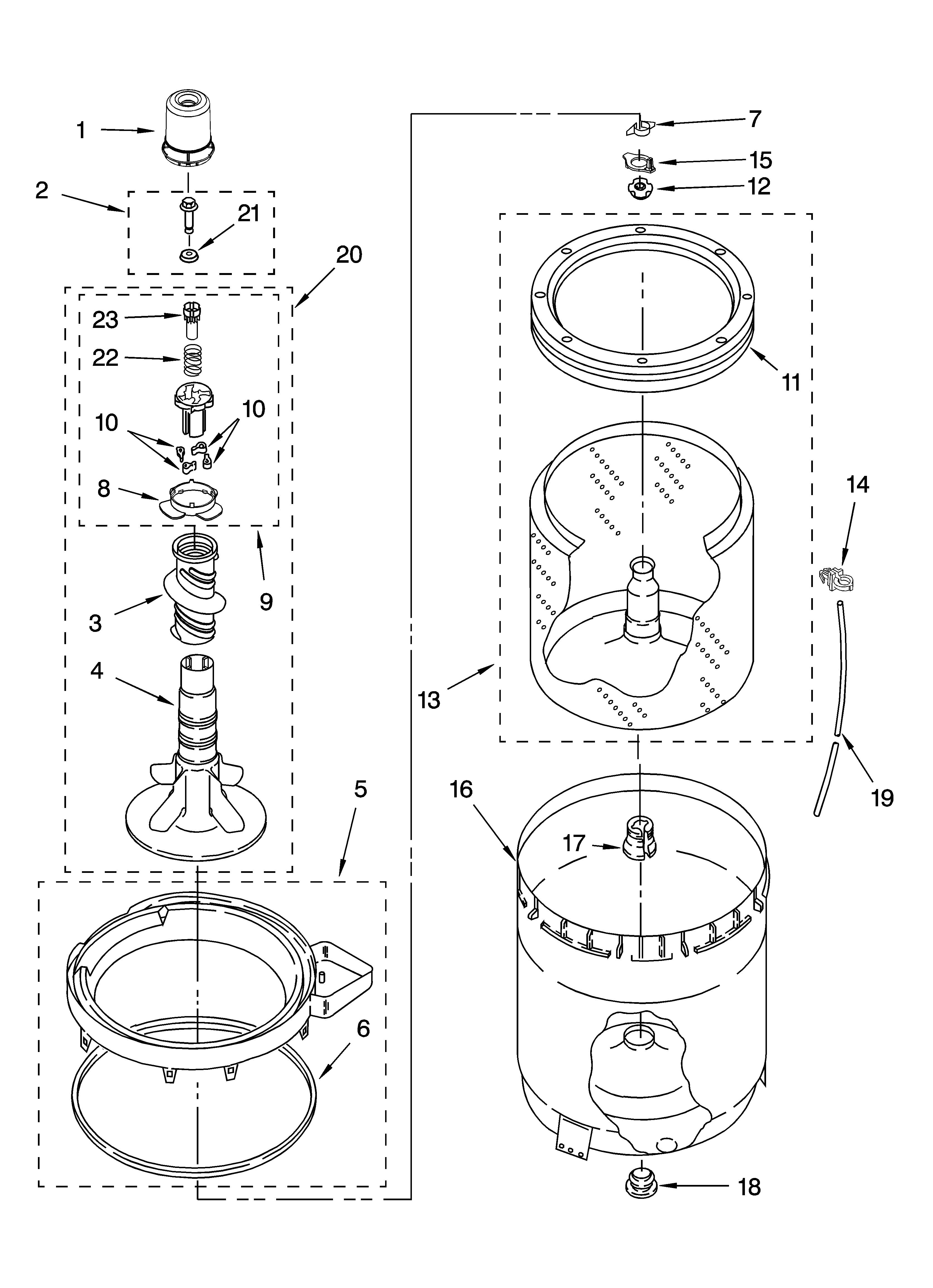 Agitator, basket and tub parts
