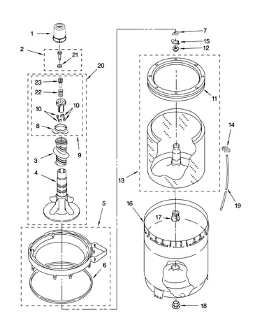 Agitator, basket and tub parts