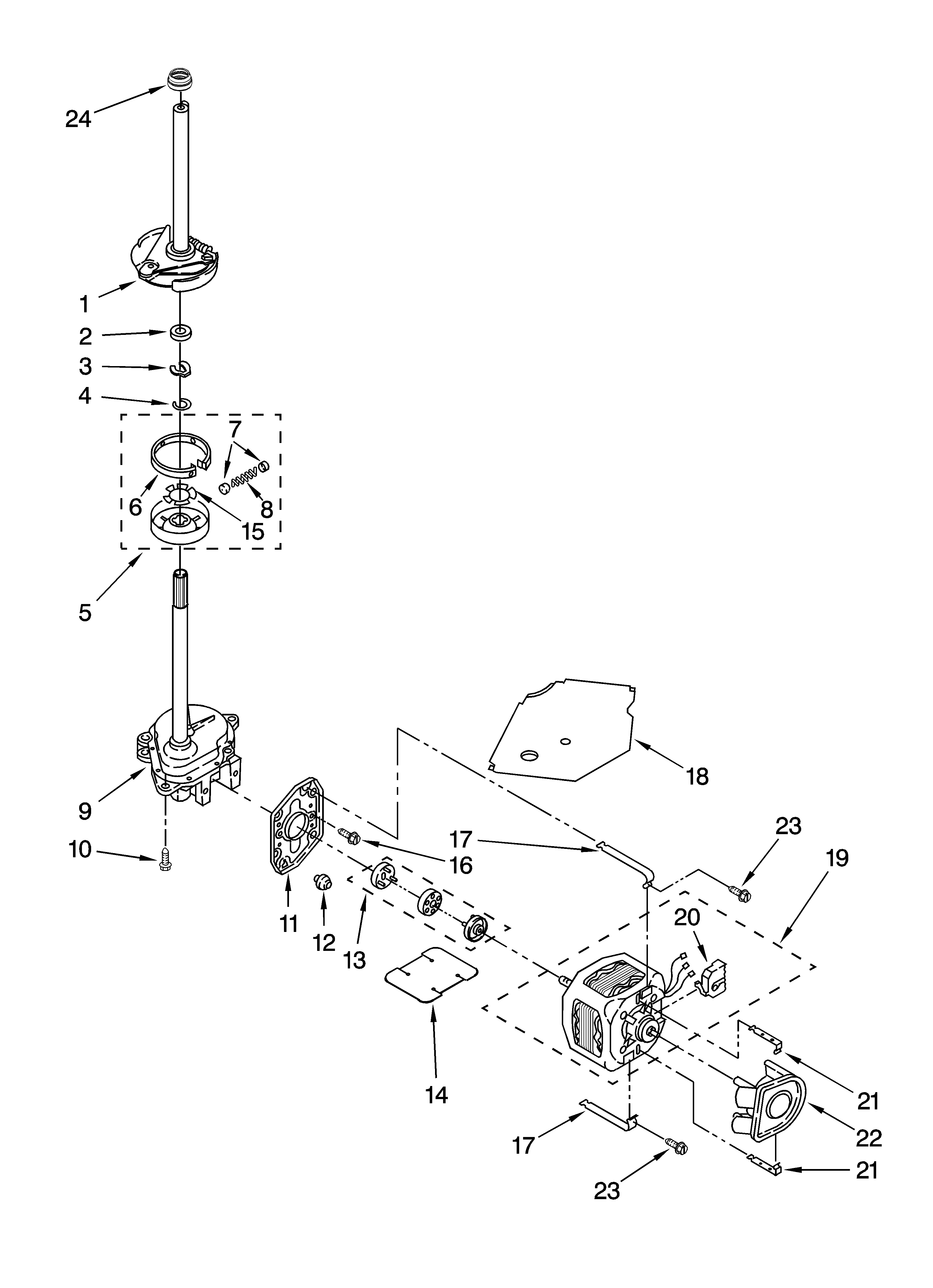 Brake, clutch, gearcase, motor and pump parts