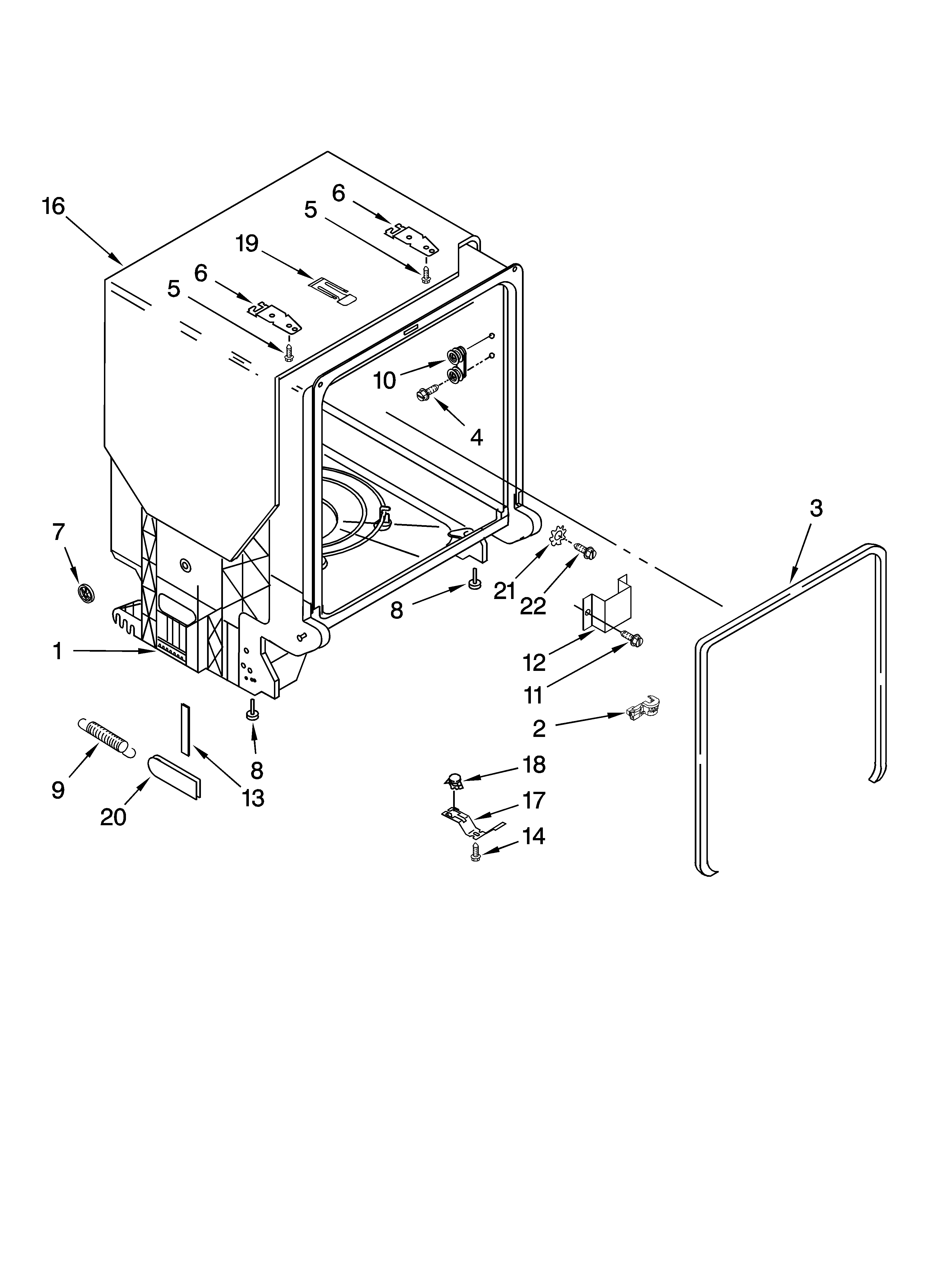 TUB AND FRAME PARTS