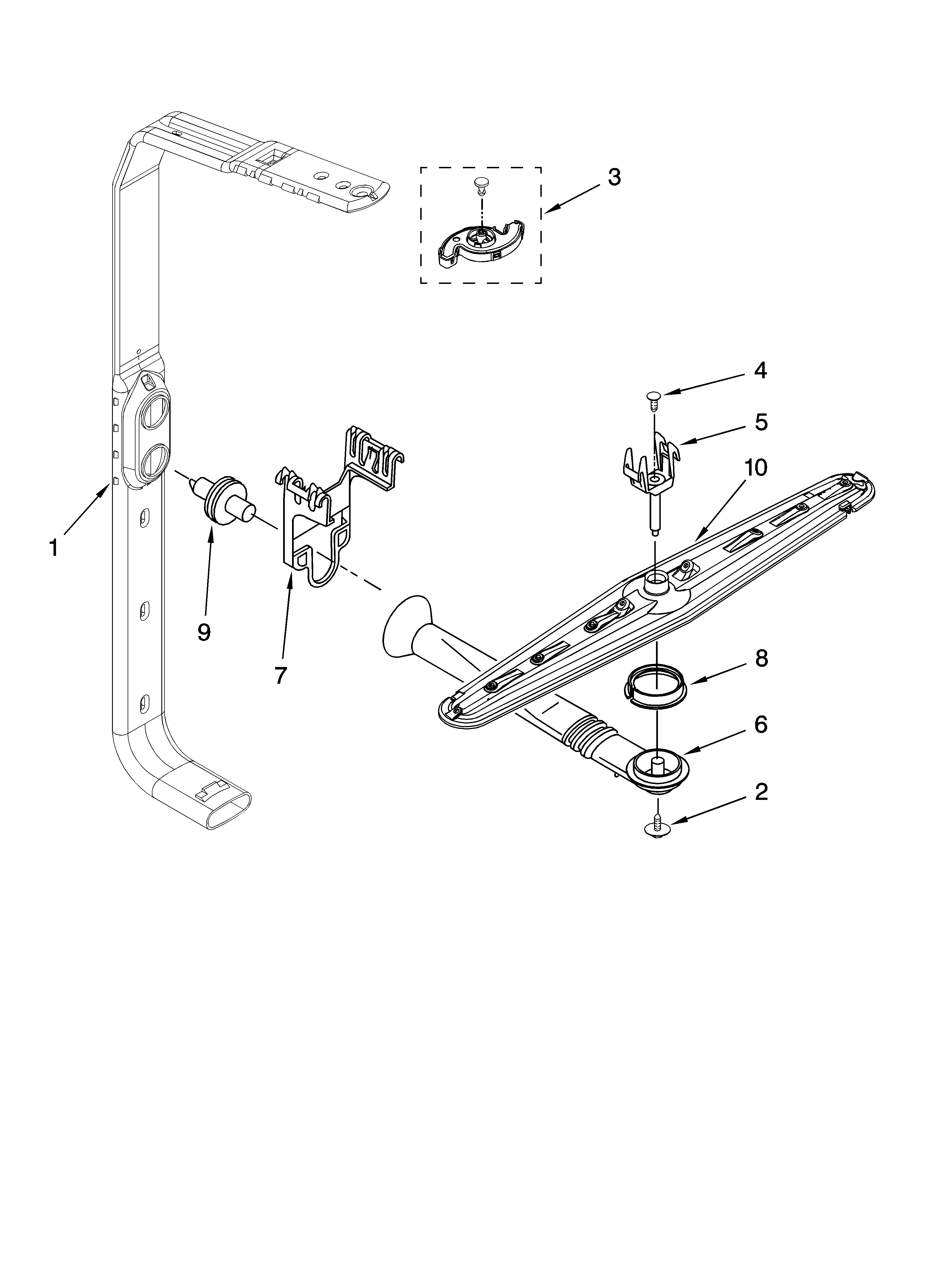 Upper wash and rinse parts